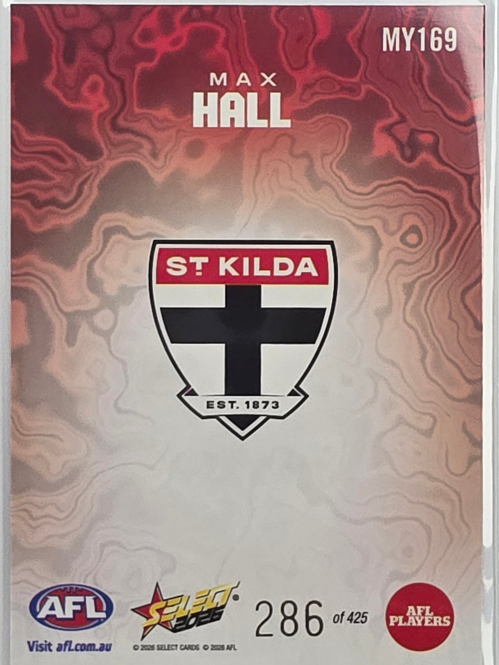 2026 AFL Footy Stars Mercury Team Colours MY169 Max Hall #286/425 - St Kilda Saints