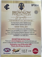 2026 AFL Select Footy Stars Brownlow Predictor Signature Gold BPSG14 Sam Walsh #107/220 - Carlton Blues