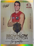 2026 AFL Select Footy Stars Brownlow Predictor Signature Gold BPSG42 Ben King #197/220 - Gold Coast Suns