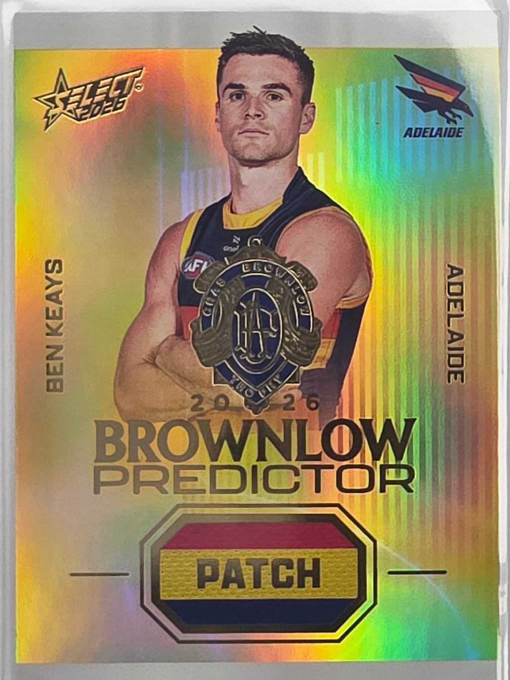 2026 AFL Select Footy Stars Brownlow Predictor Patch Gold BPPG2 Ben Keays #199/220 - Adelaide Crows