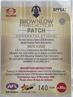2026 AFL Select Footy Stars Brownlow Predictor Patch Gold BPPG42 Ben King #140/220 - Gold Coast Suns