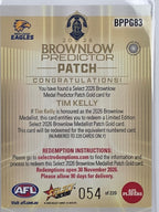 2026 AFL Select Footy Stars Brownlow Predictor Patch Gold BPPG83 Tim Kelly #054/220 - West Coast Eagles