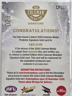 2026 AFL Footy Stars Coleman Predictor Signature Gold CPSG1 #023/220 Adelaide Crows