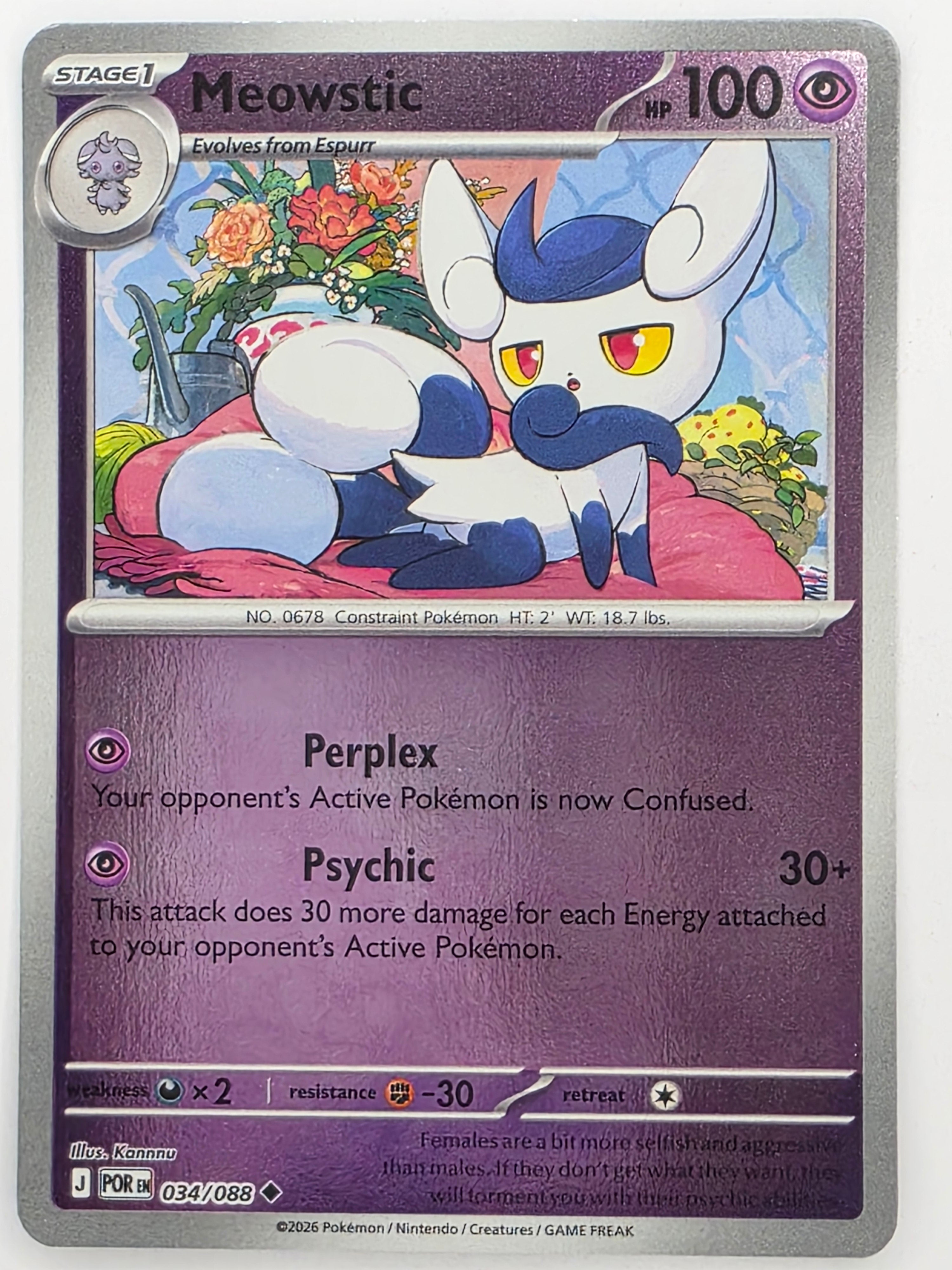 Pokemon TCG Perfect Order | Meowstic | #034/088 | Reverse Holo | Uncommon