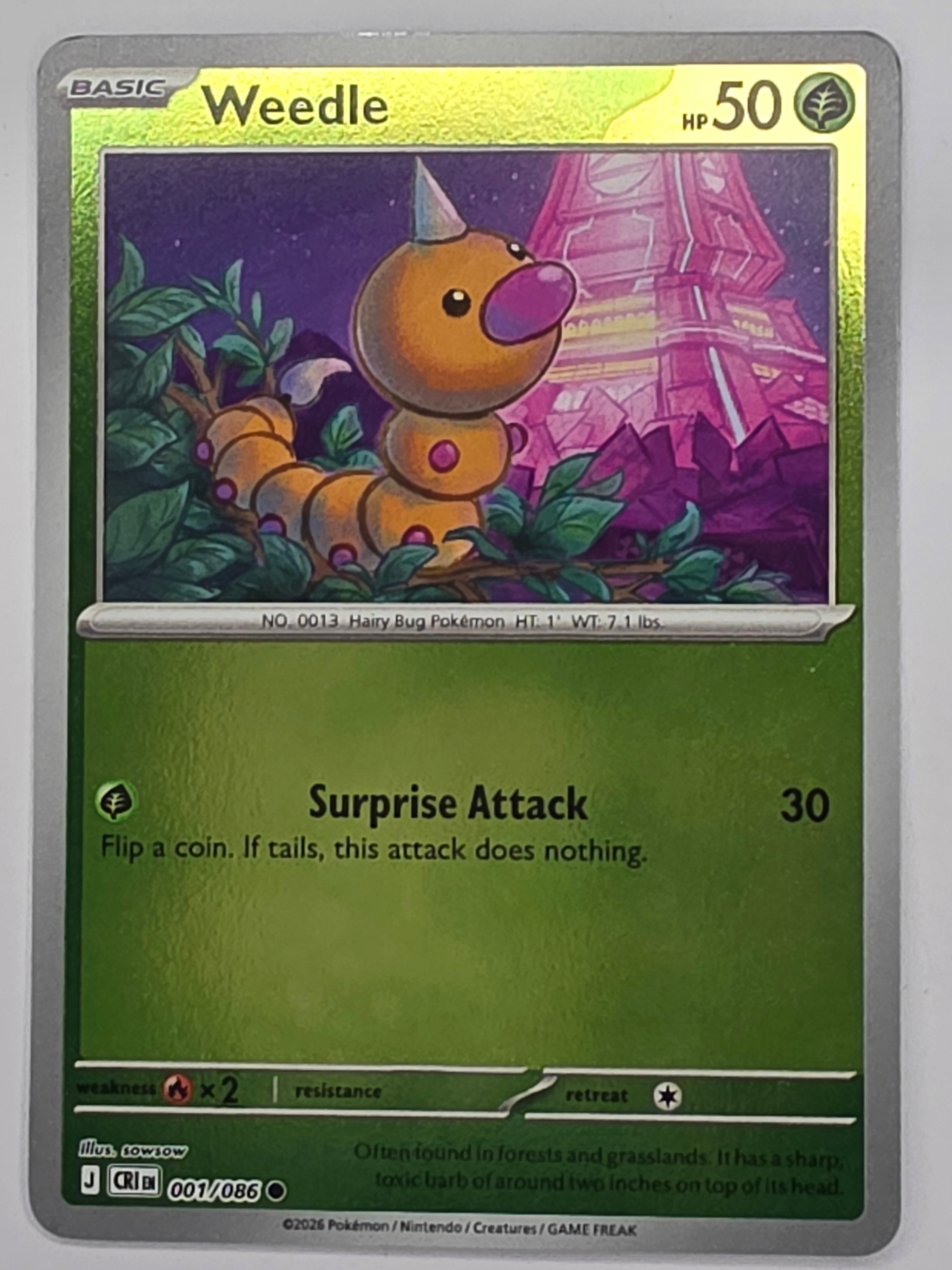 Pokemon TCG Chaos Rising |Weedle | #001/086 | Reverse Holo | Common