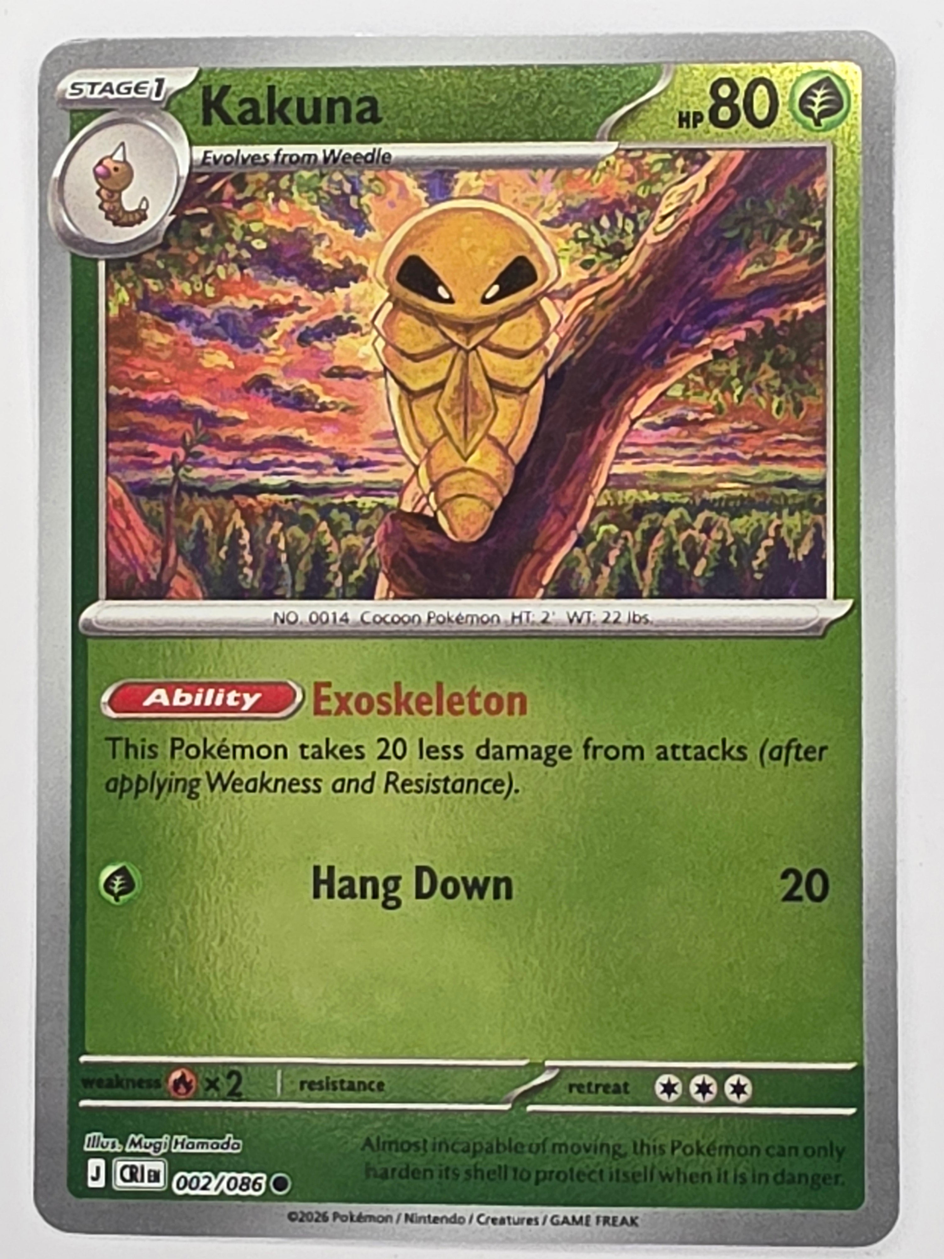 Pokemon TCG Chaos Rising |Kakuna | #002/086 | Reverse Holo | Common