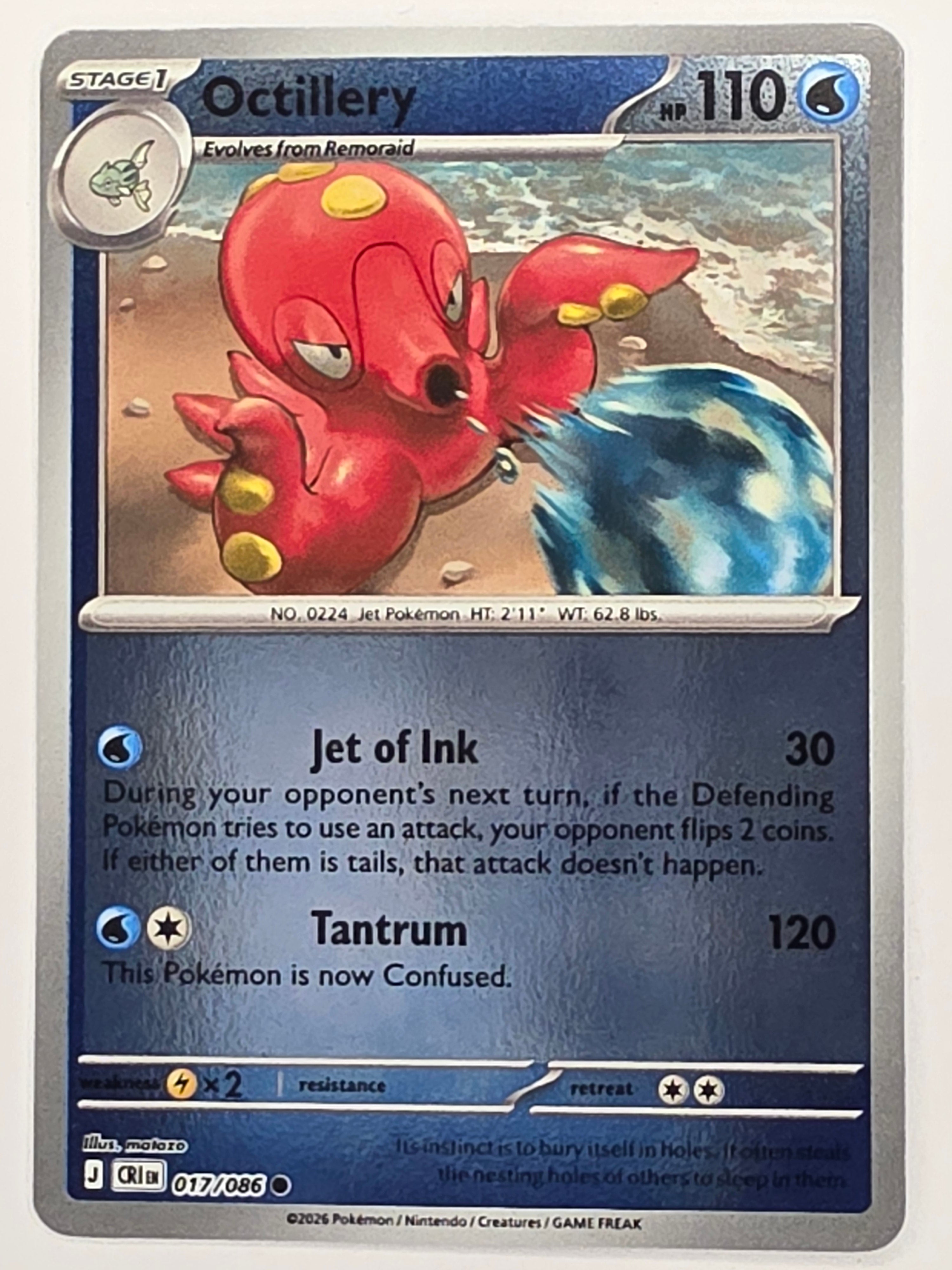 Pokemon TCG Chaos Rising |Octillery | #017/086 | Reverse Holo | Common