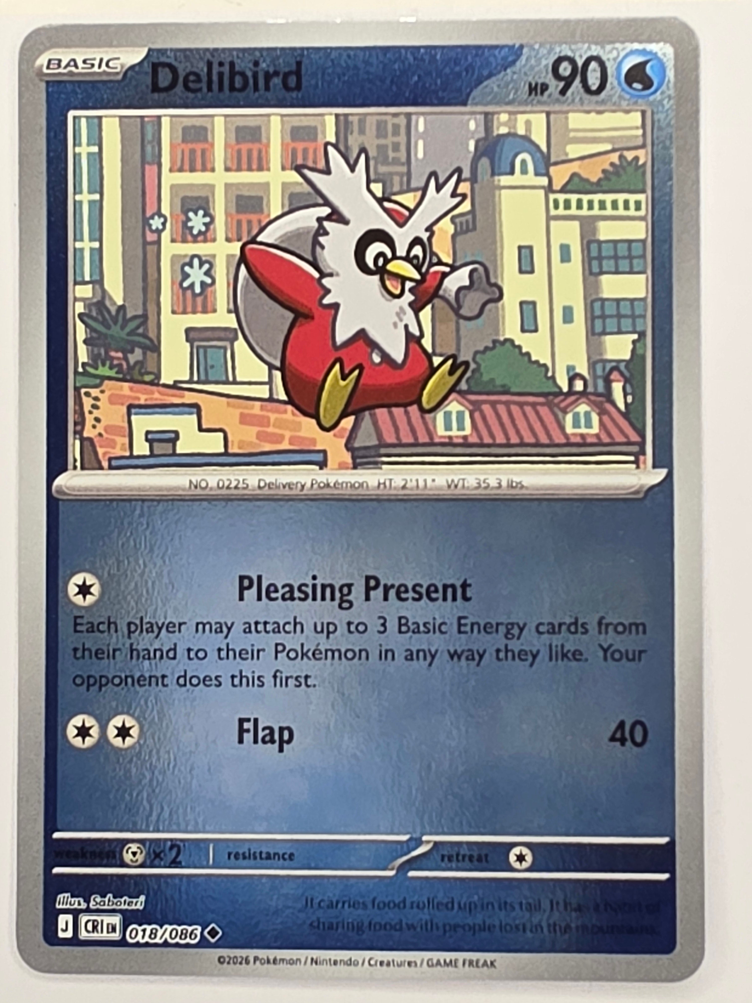 Pokemon TCG Chaos Rising |Delibird | #018/086 | Reverse Holo | Uncommon
