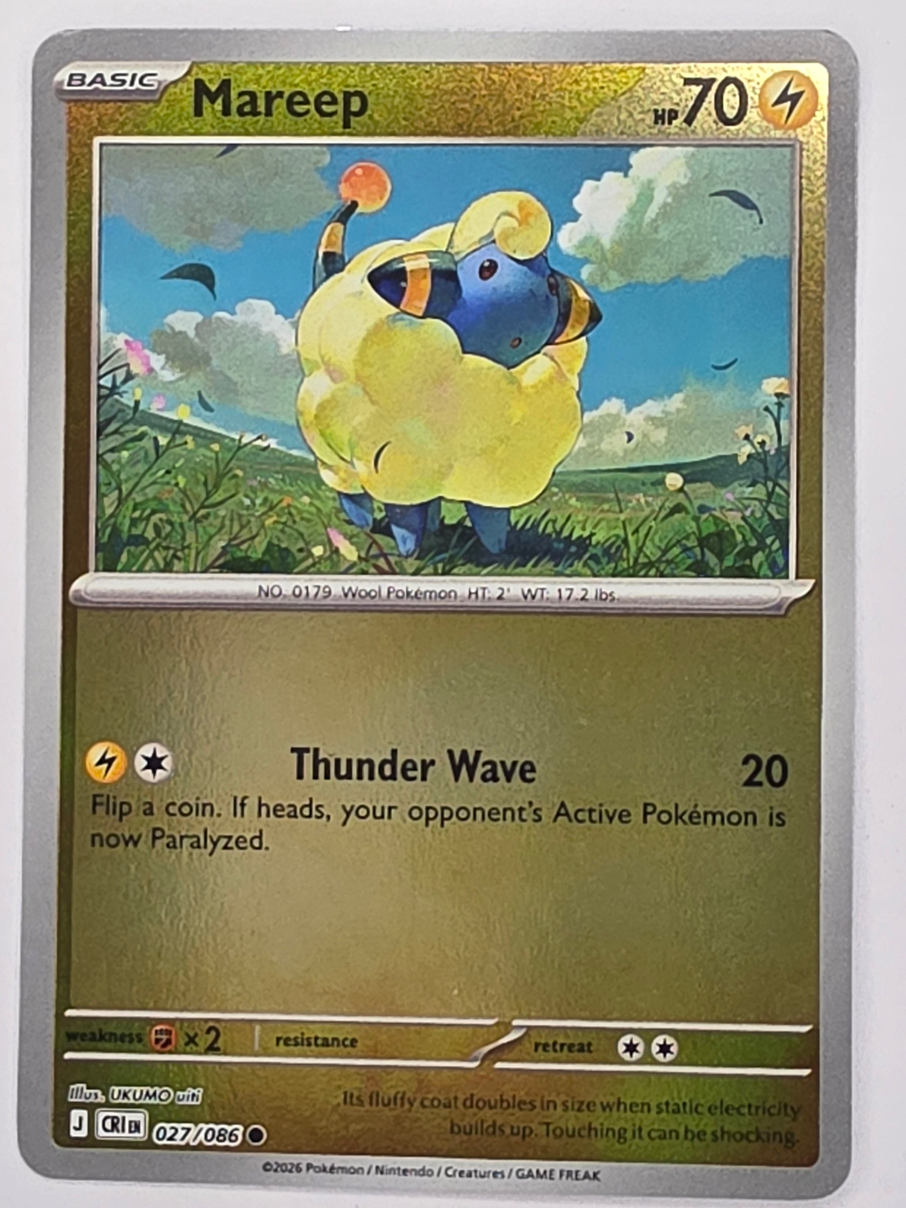 Pokemon TCG Chaos Rising |Mareep | #027/086 | Reverse Holo | Common