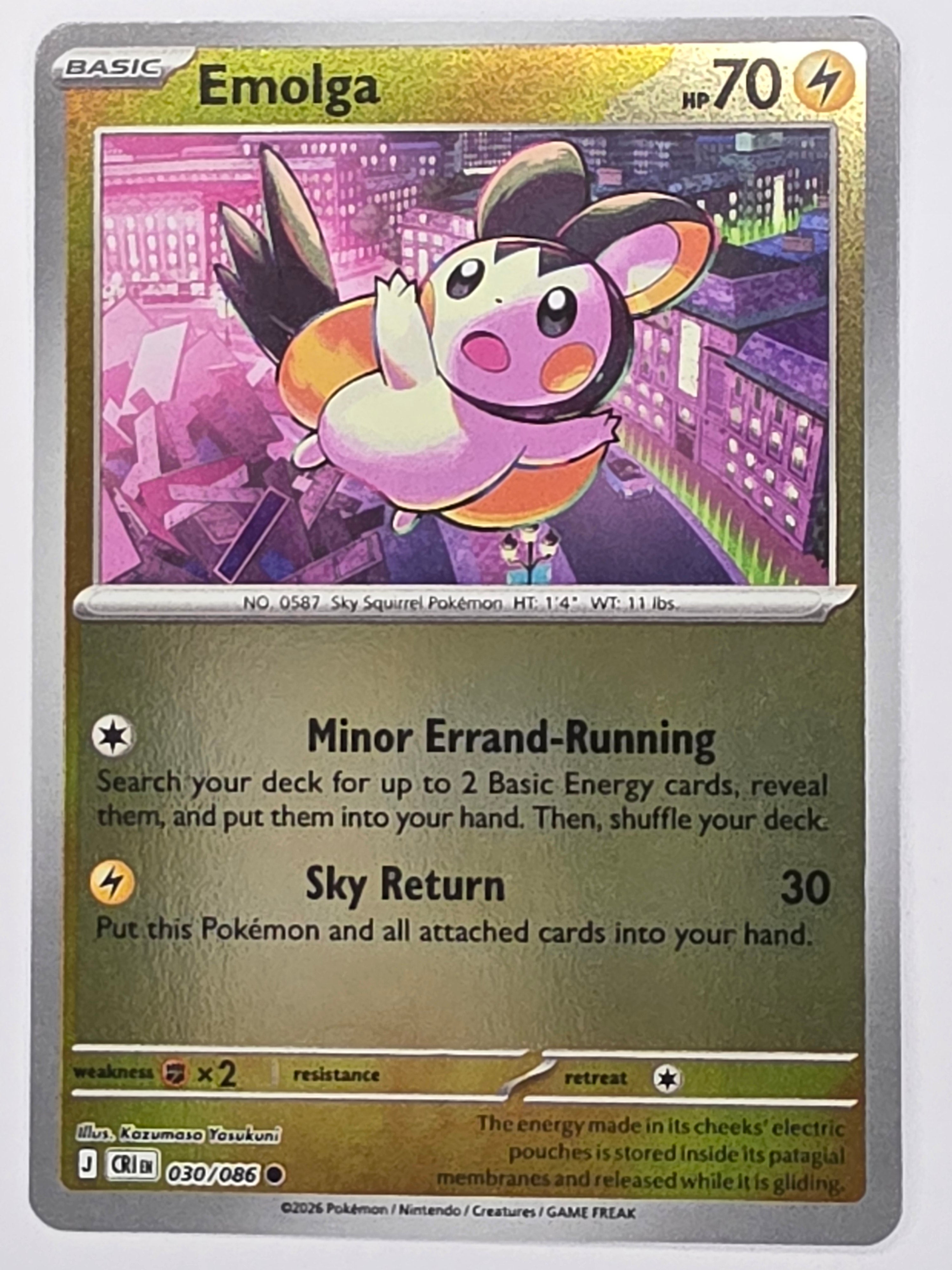 Pokemon TCG Chaos Rising |Emolga | #030/086 | Reverse Holo | Common