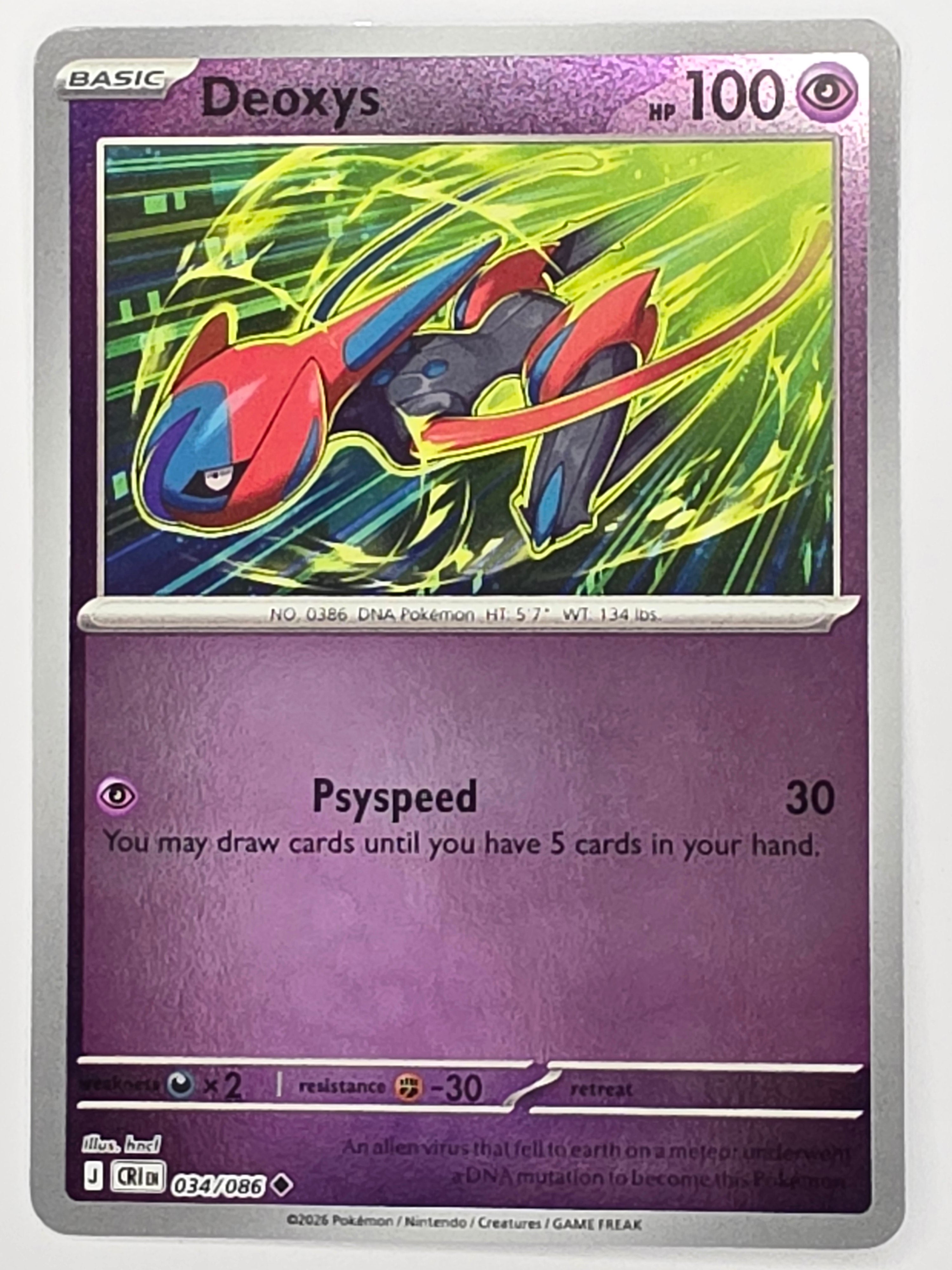 Pokemon TCG Chaos Rising |Deoxys | #034/086 | Reverse Holo | Uncommon