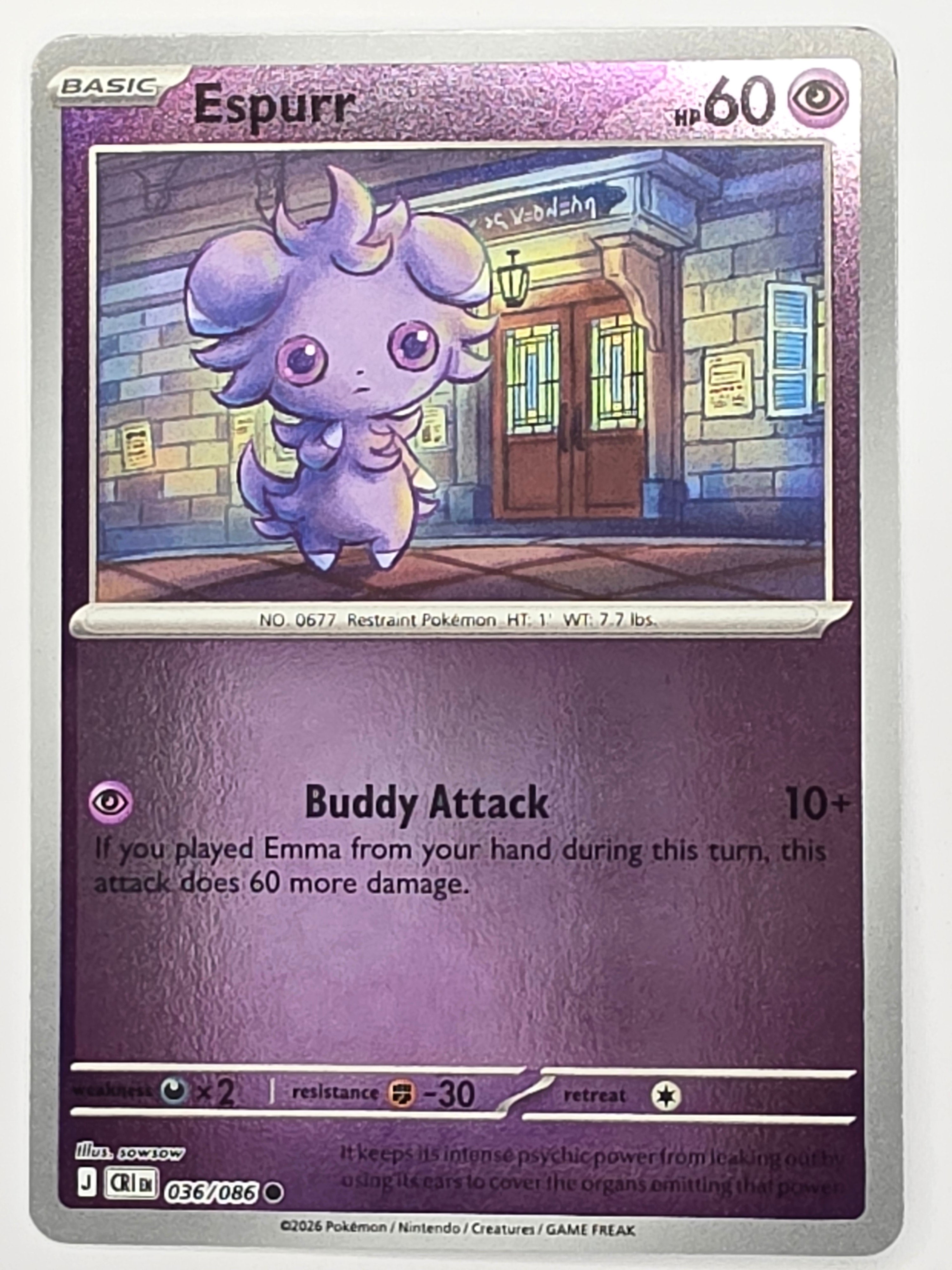 Pokemon TCG Chaos Rising |Espurr | #036/086 | Reverse Holo | Common
