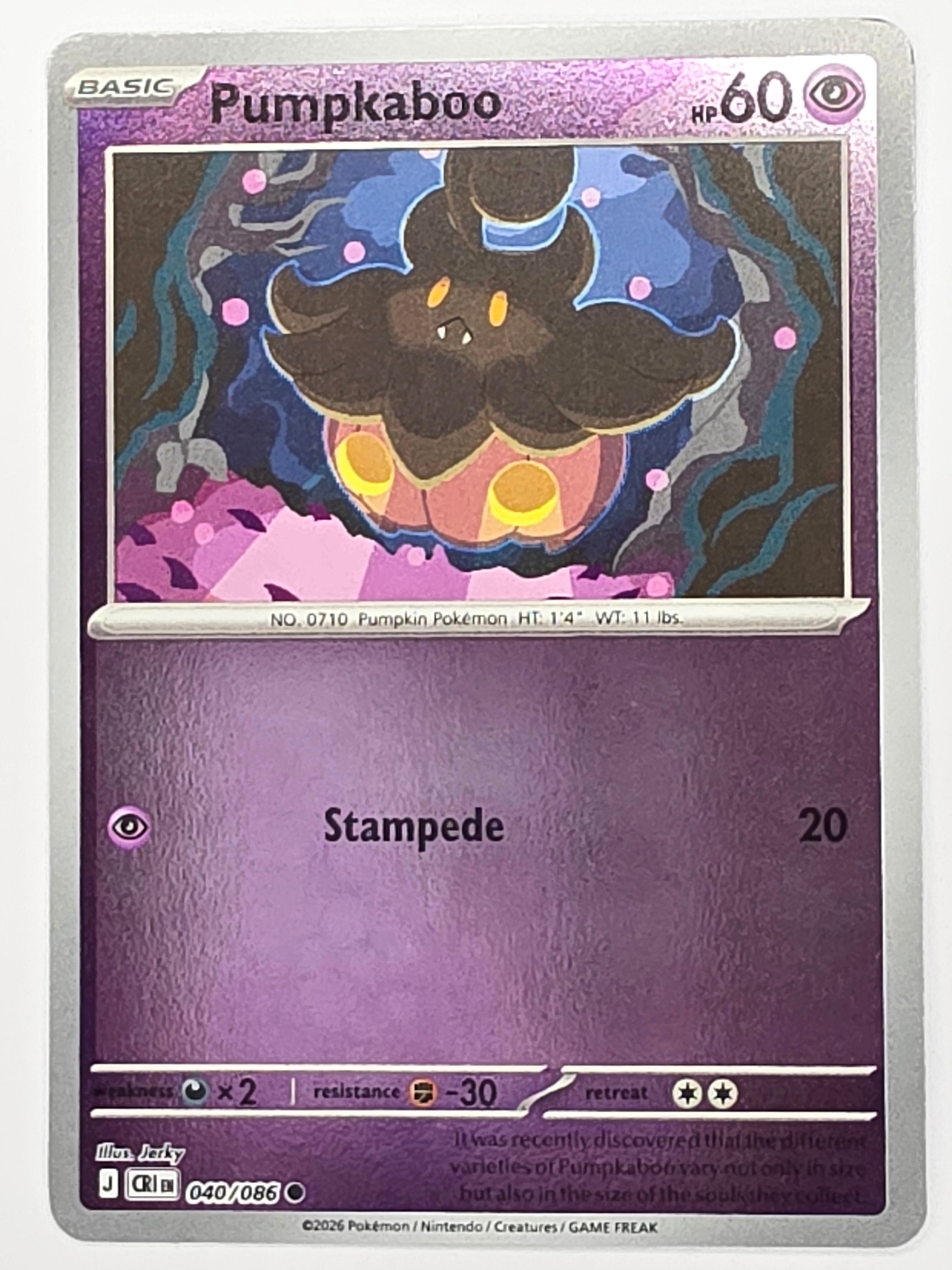 Pokemon TCG Chaos Rising |Pumpkaboo | #040/086 | Reverse Holo | Common