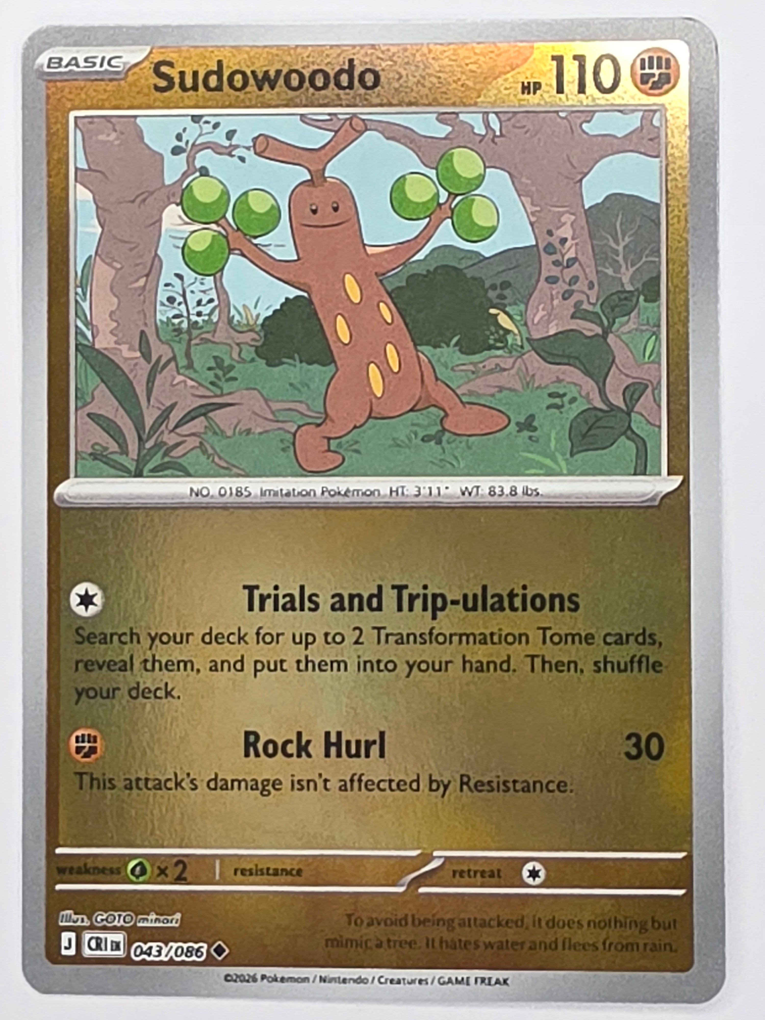 Pokemon TCG Chaos Rising |Sudowoodo | #043/086 | Reverse Holo | Uncommon