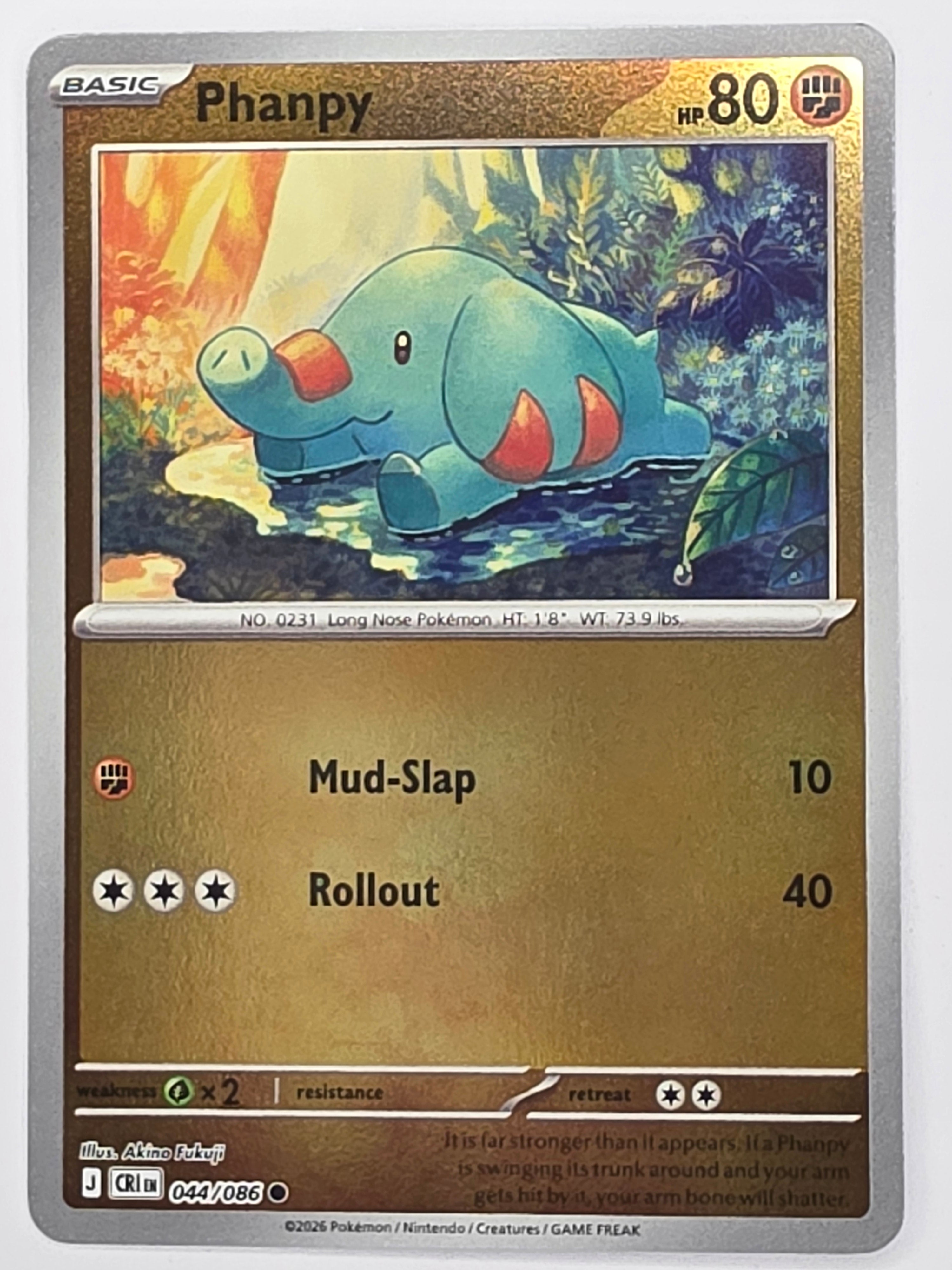 Pokemon TCG Chaos Rising |Phanpy | #044/086 | Reverse Holo | Common