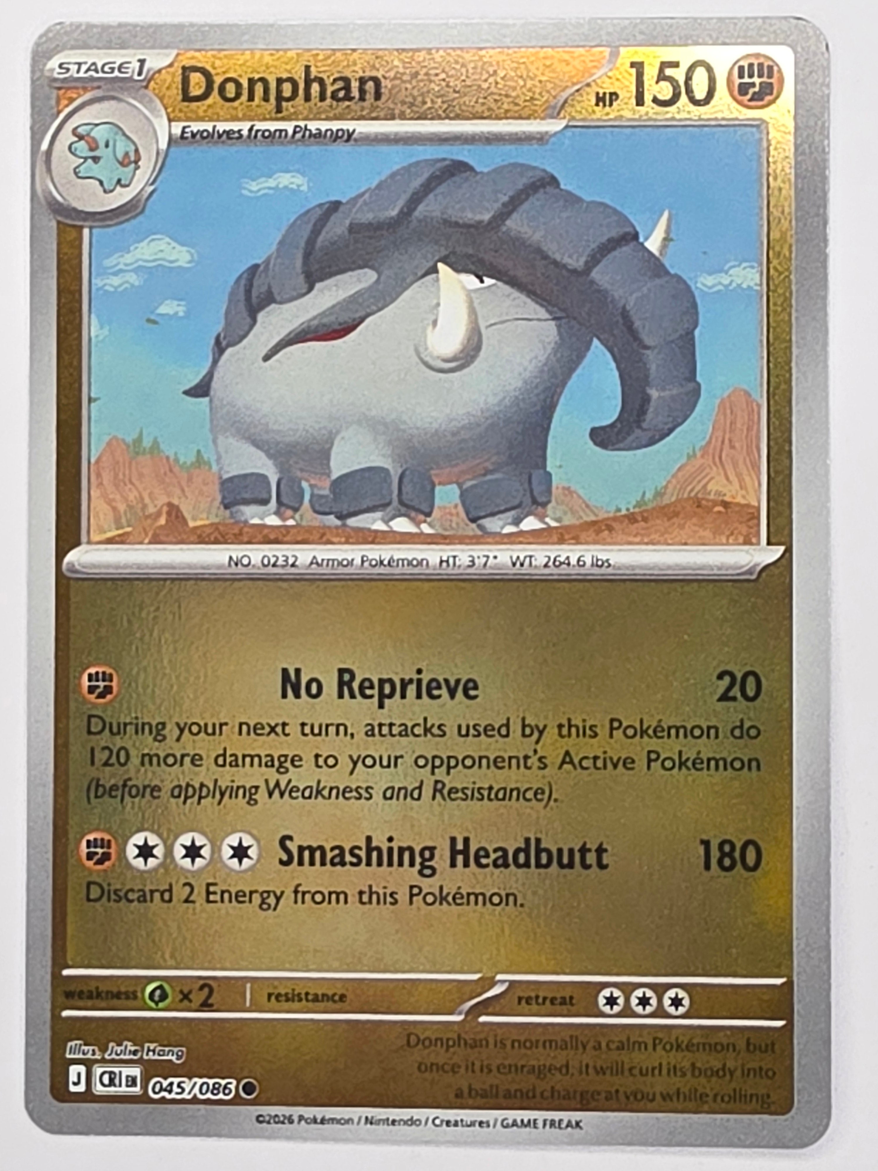 Pokemon TCG Chaos Rising |Donphan | #045/086 | Reverse Holo | Common