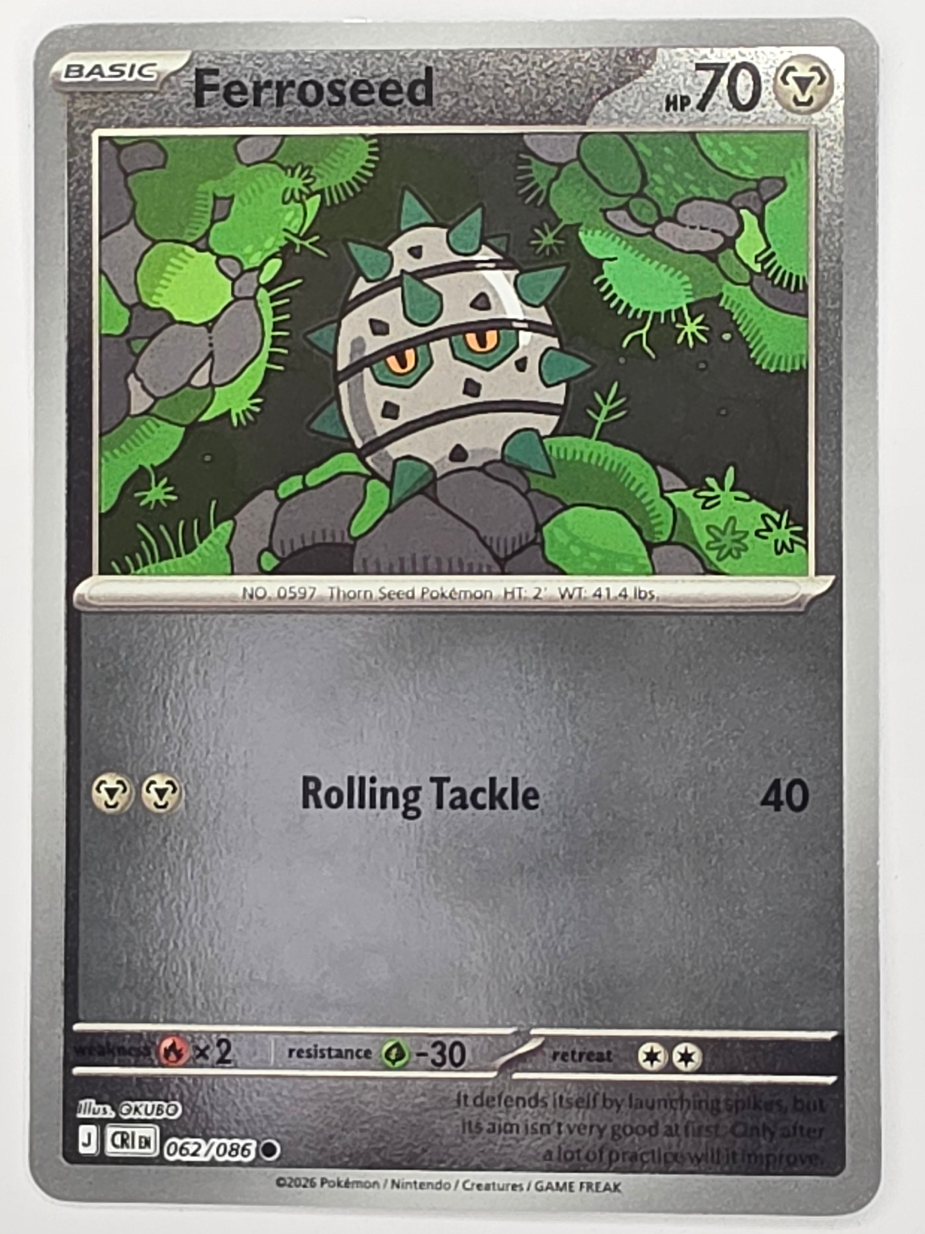 Pokemon TCG Chaos Rising |Ferroseed | #062/086 | Reverse Holo | Common