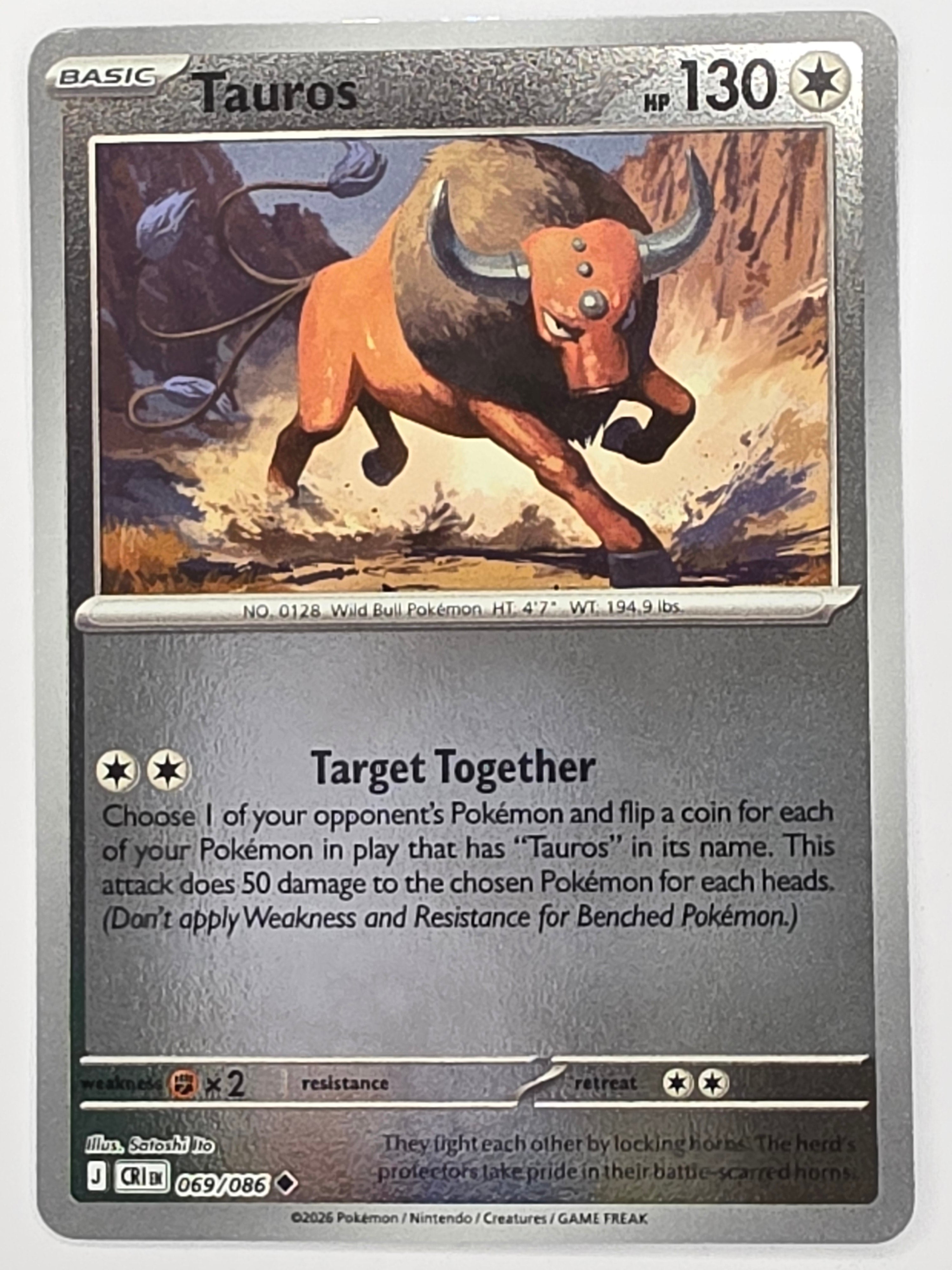Pokemon TCG Chaos Rising |Tauros | #069/086 | Reverse Holo | Uncommon