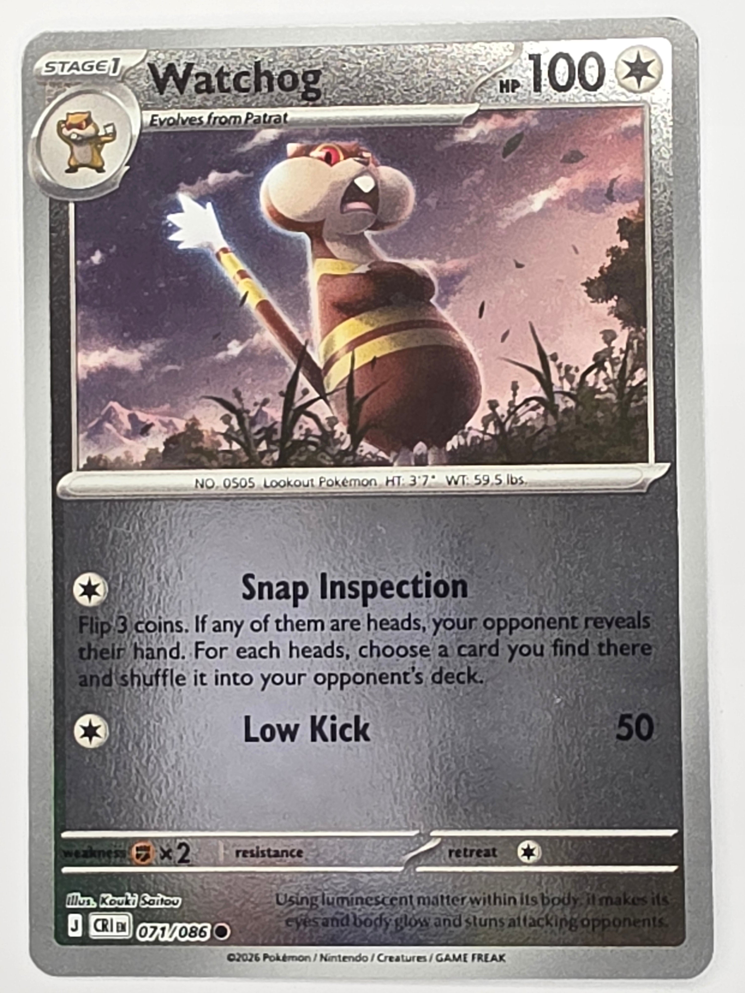 Pokemon TCG Chaos Rising |Watchog | #071/086 | Reverse Holo | Common