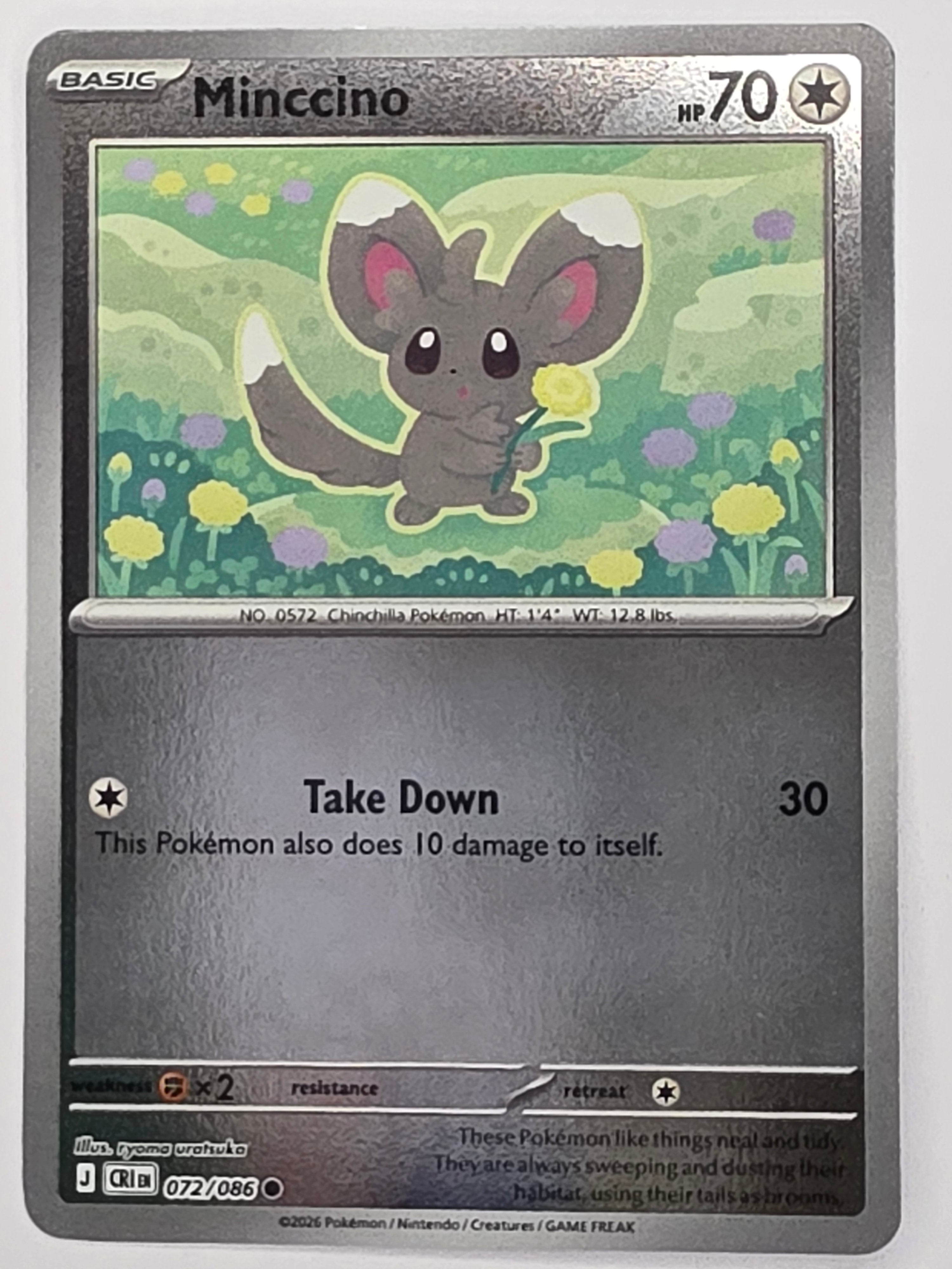 Pokemon TCG Chaos Rising |Minccino | #072/086 | Reverse Holo | Common