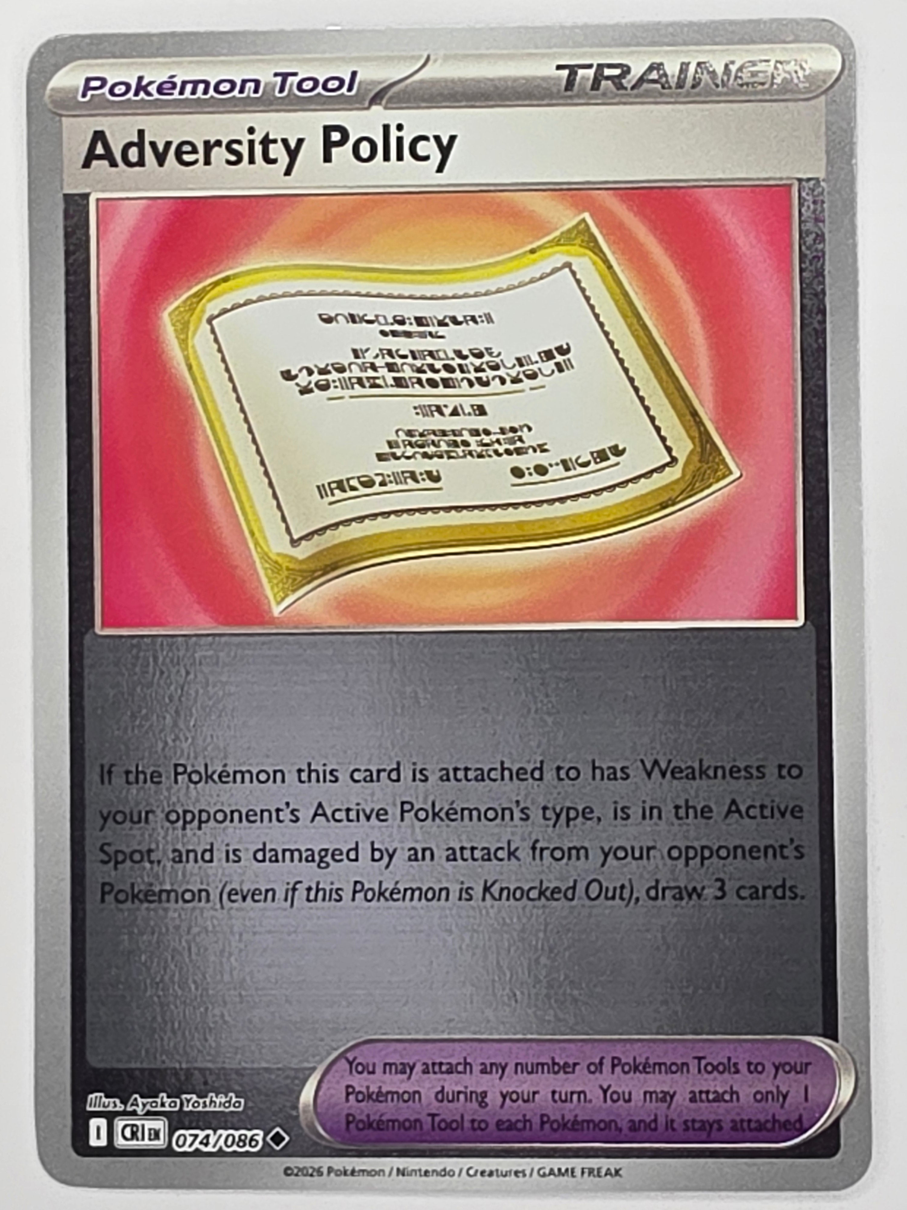 Pokemon TCG Chaos Rising |Adversity Policy | #074/086 | Reverse Holo | Uncommon