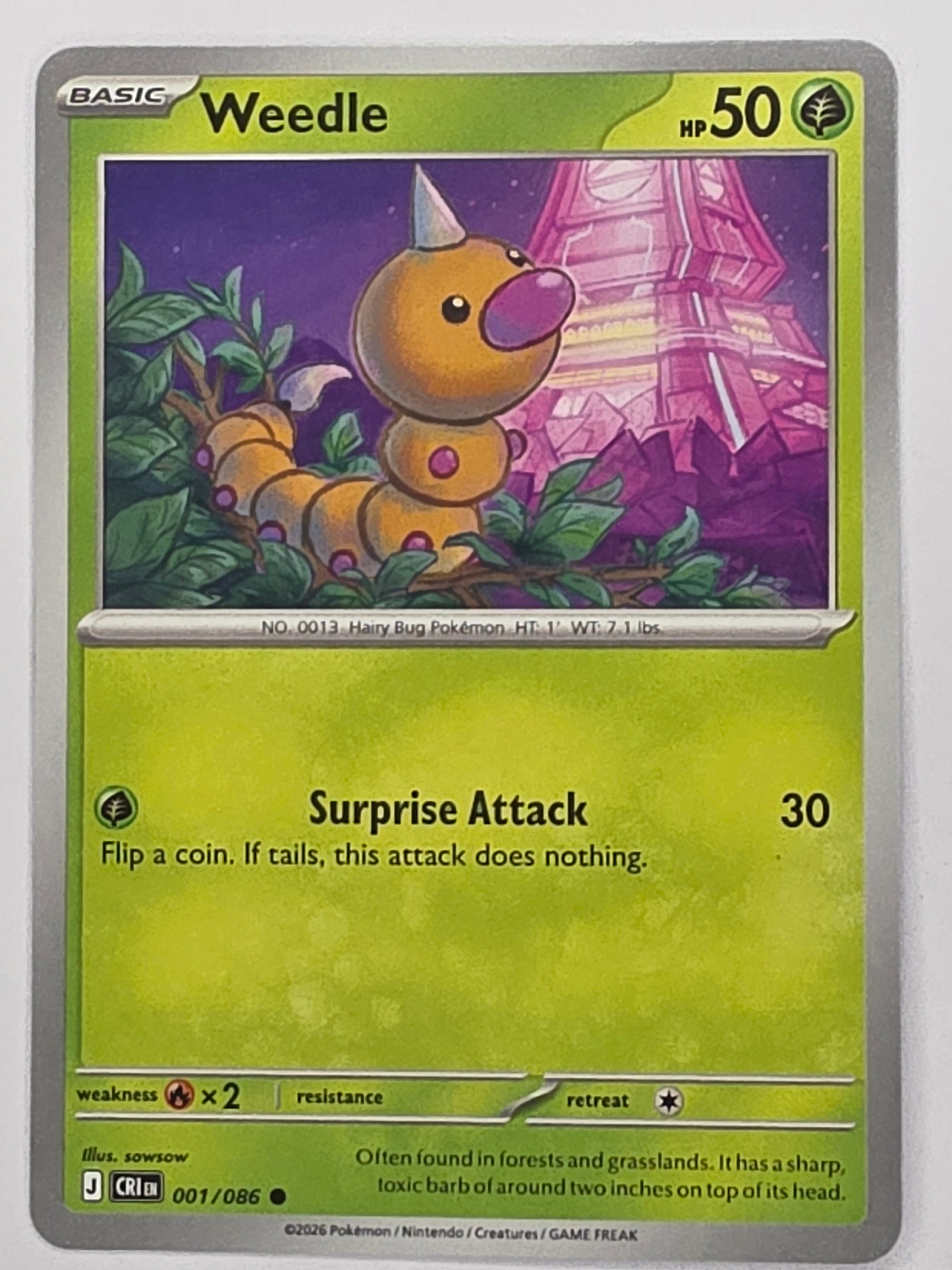 Pokemon TCG Chaos Rising |Weedle | #001/086 | Common