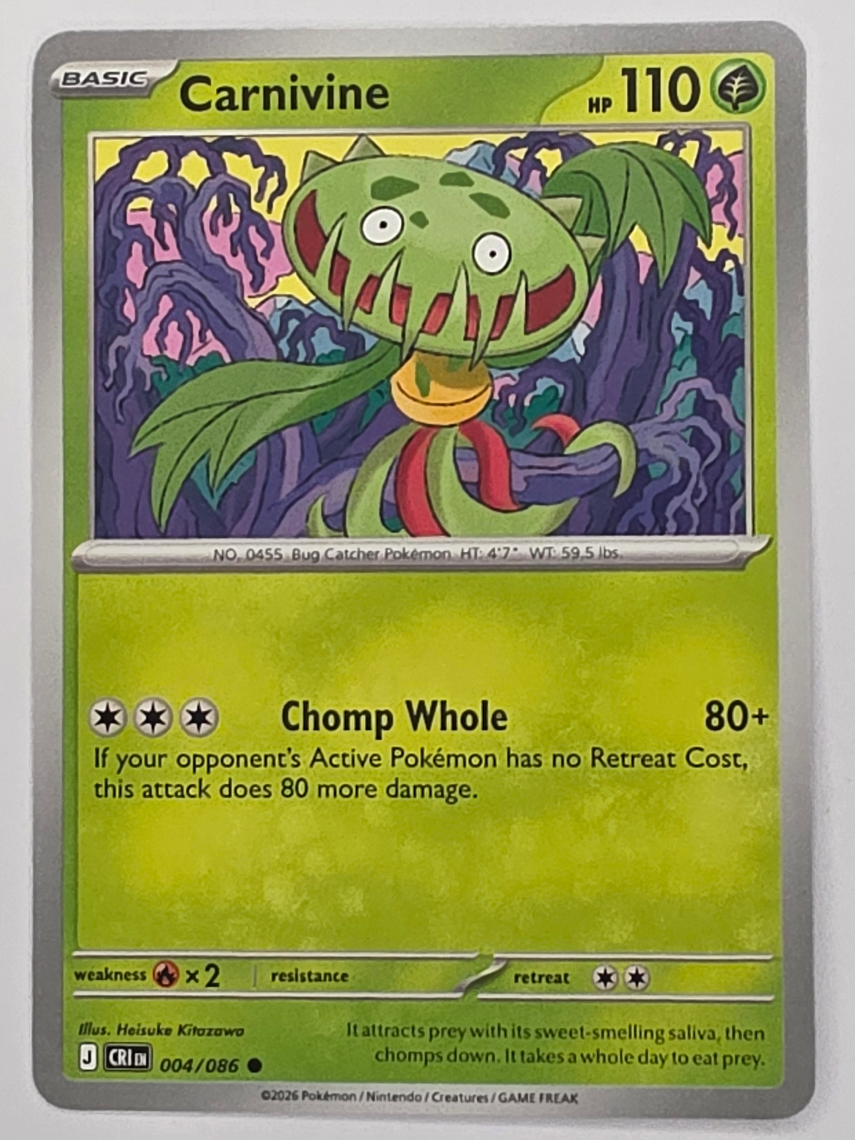 Pokemon TCG Chaos Rising |Carnivine | #004/086 | Common