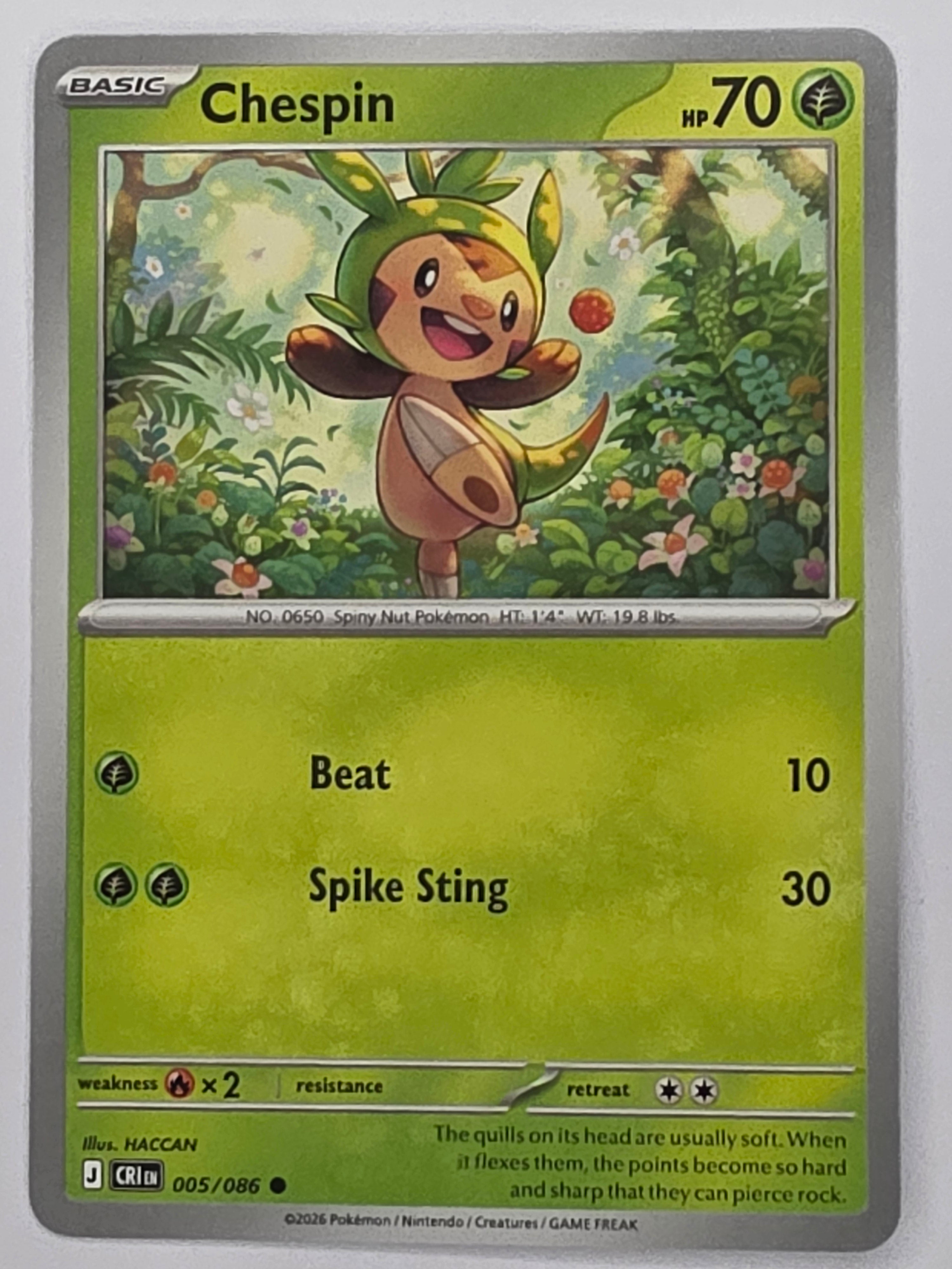 Pokemon TCG Chaos Rising |Chespin | #005/086 | Common