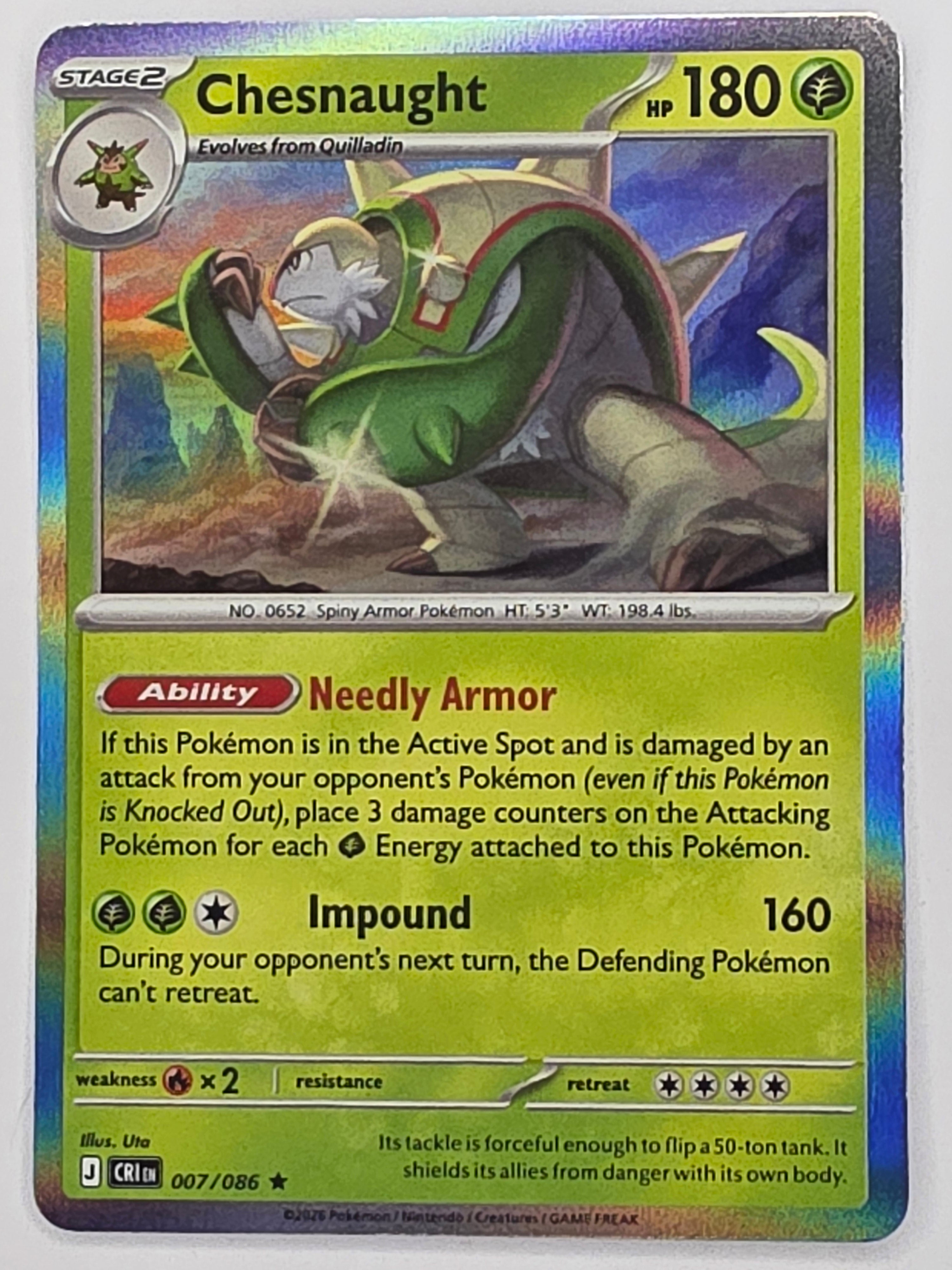 Pokemon TCG Chaos Rising |Chesnaught | #007/086 | Rare