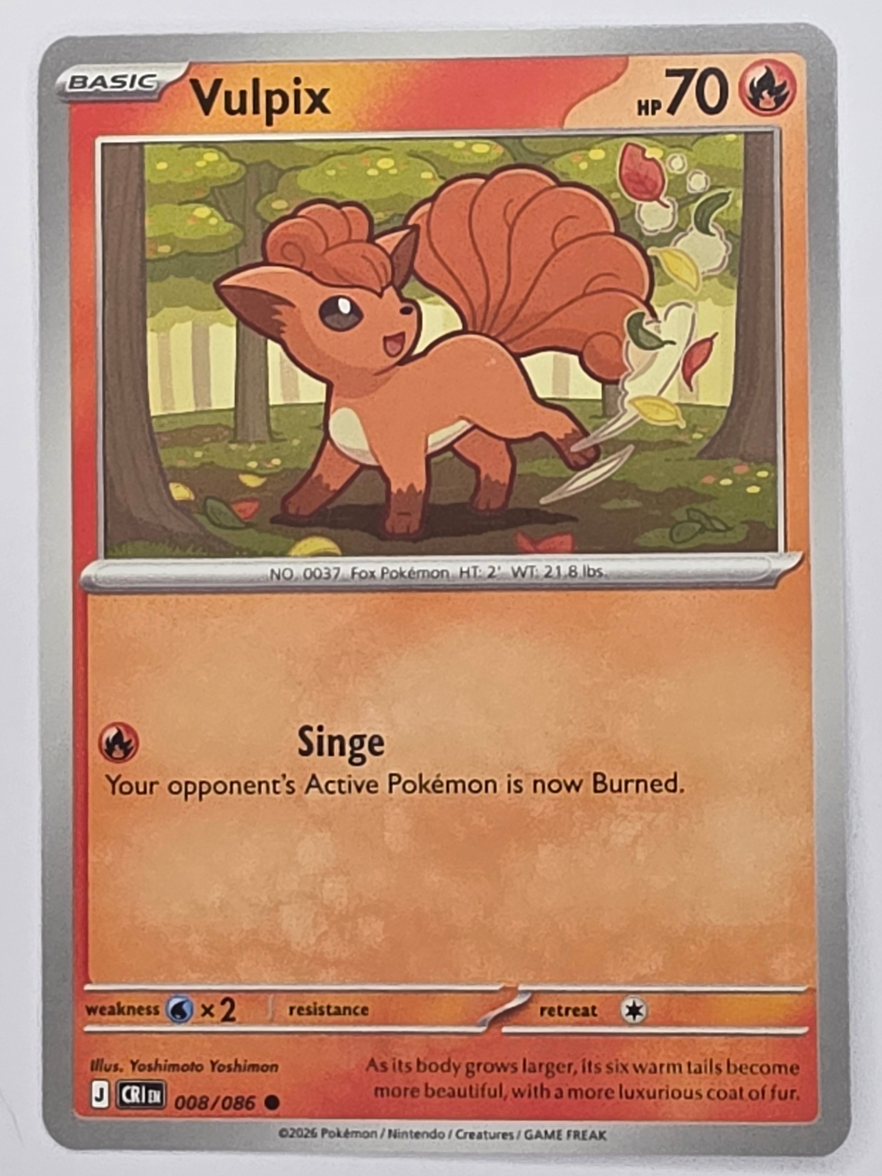 Pokemon TCG Chaos Rising |Vulpix | #008/086 | Common