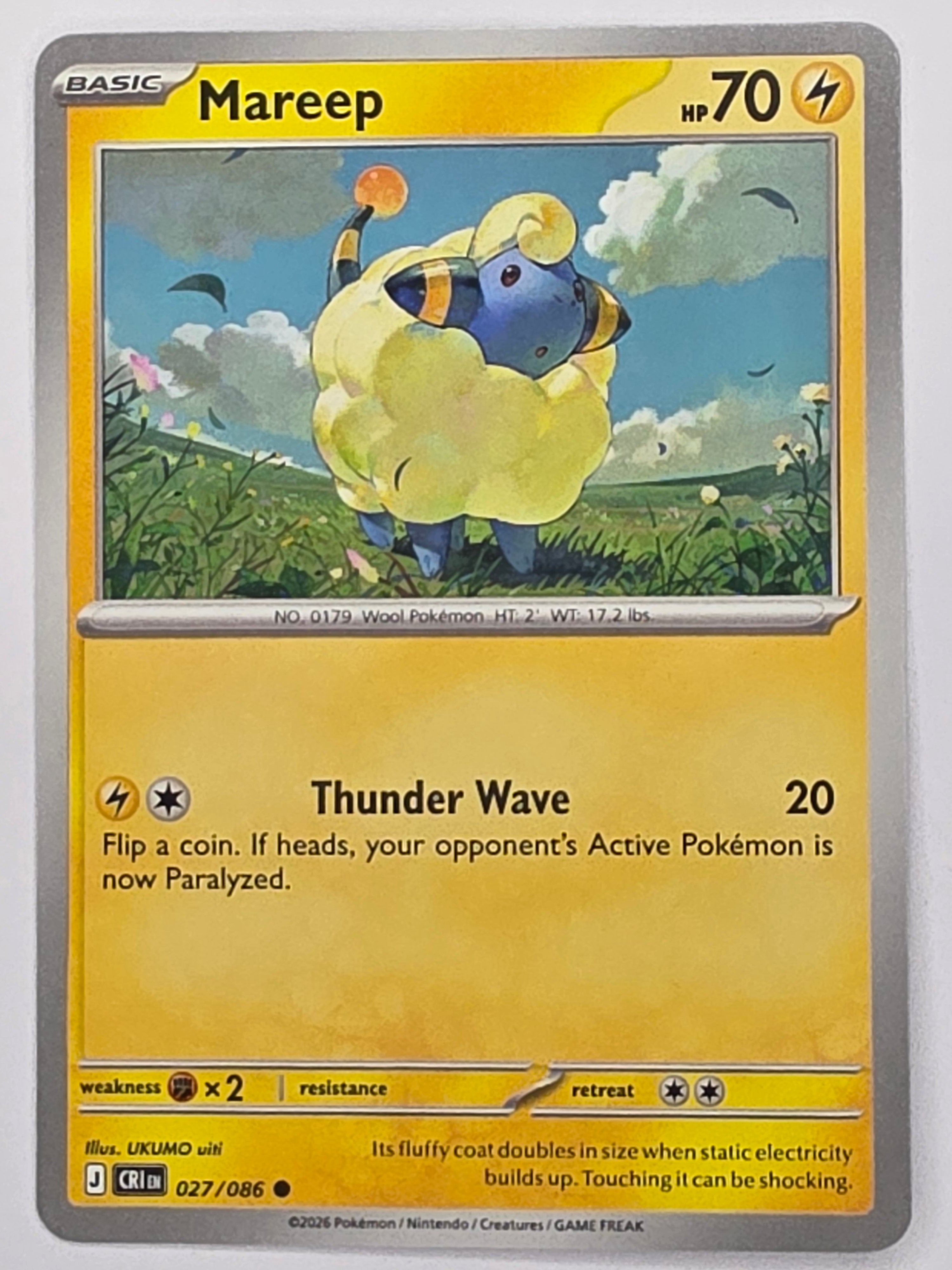 Pokemon TCG Chaos Rising |Mareep | #027/086 | Common