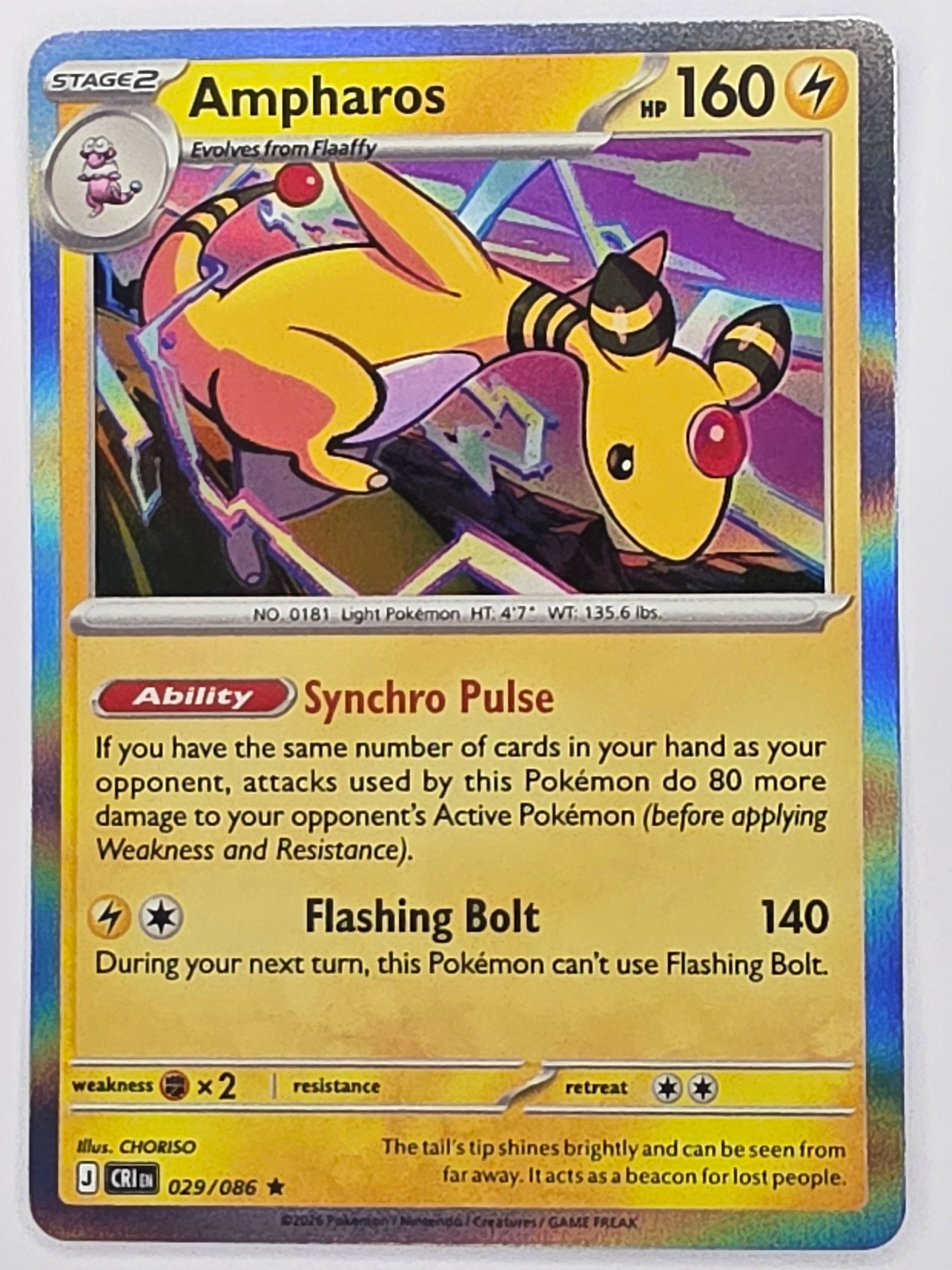 Pokemon TCG Chaos Rising |Ampharos | #029/086 | Rare