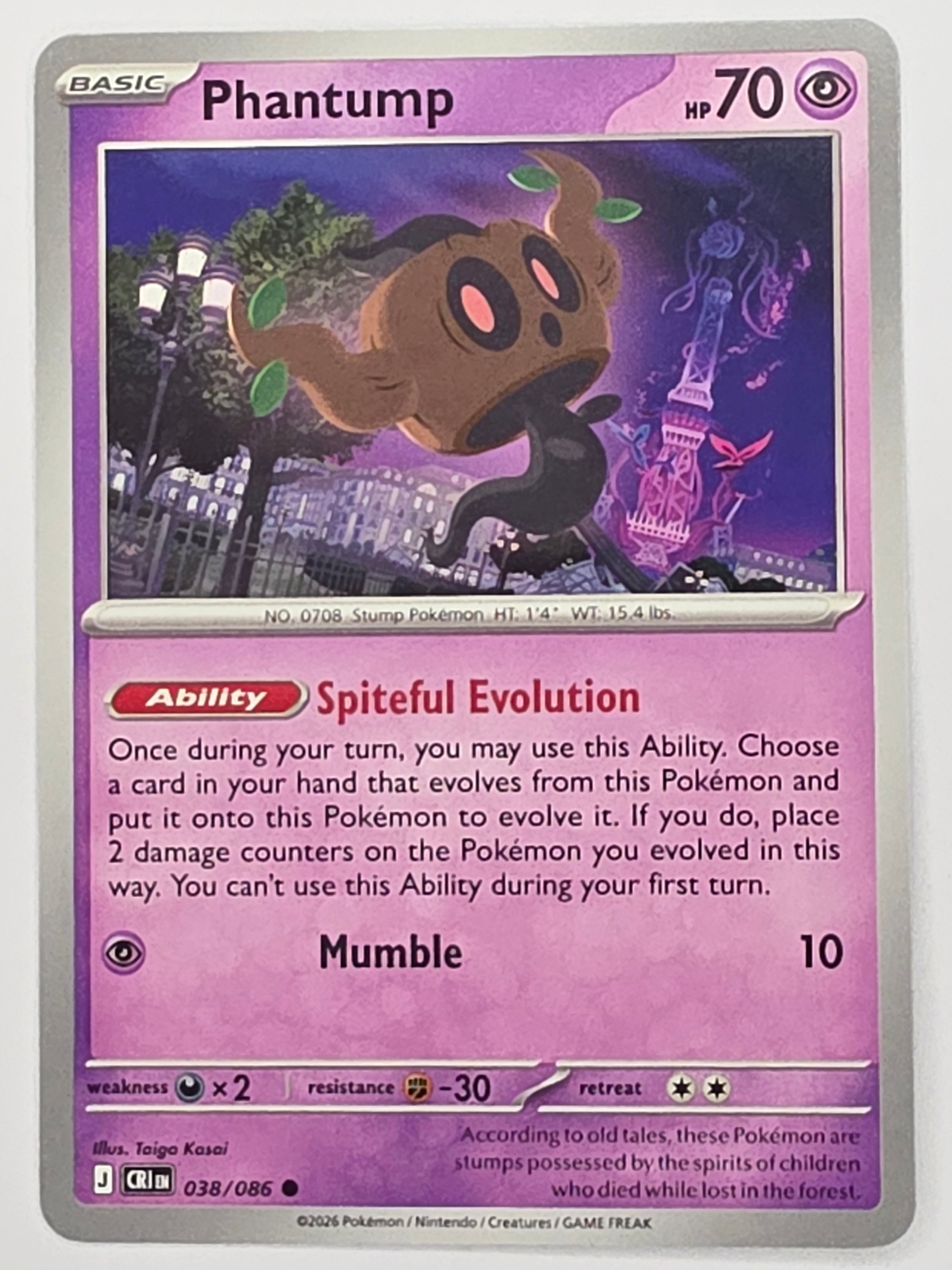 Pokemon TCG Chaos Rising |Phantump | #038/086 | Common