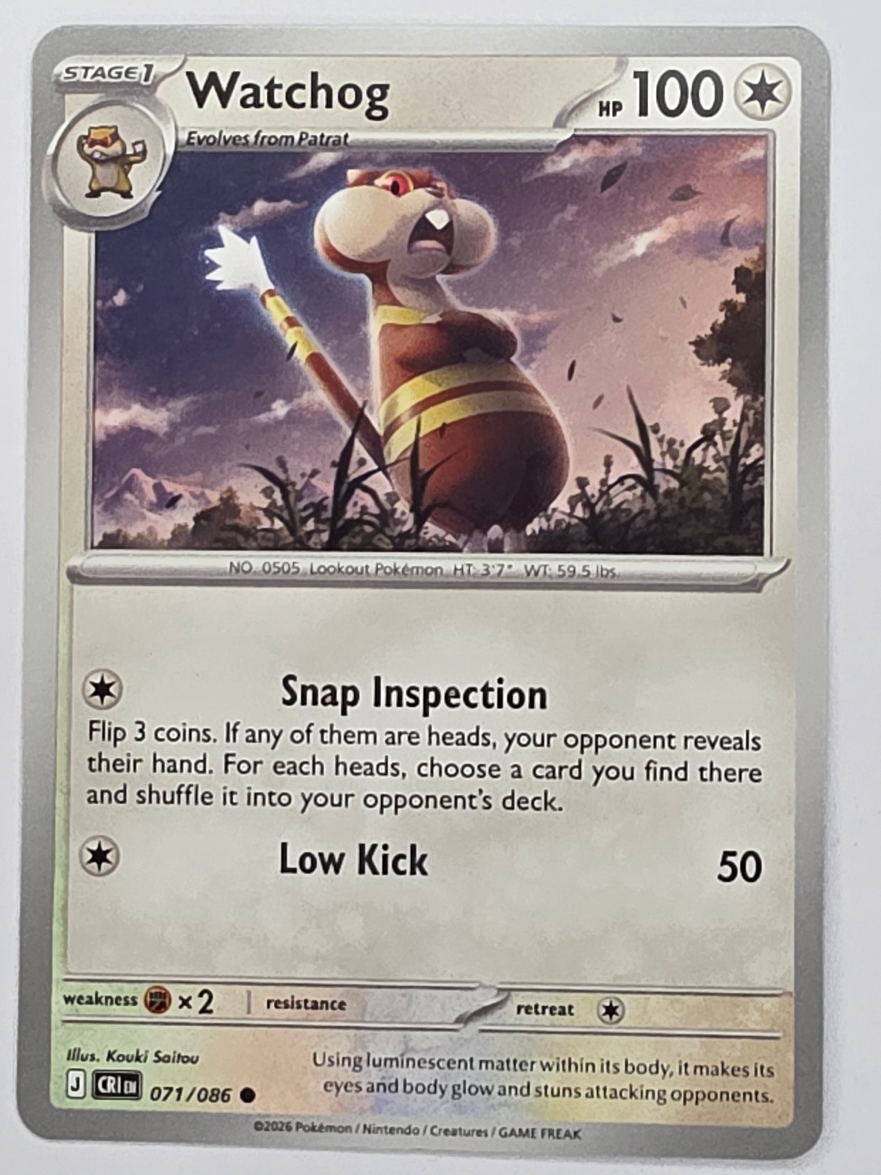 Pokemon TCG Chaos Rising |Watchog | #071/086 | Common