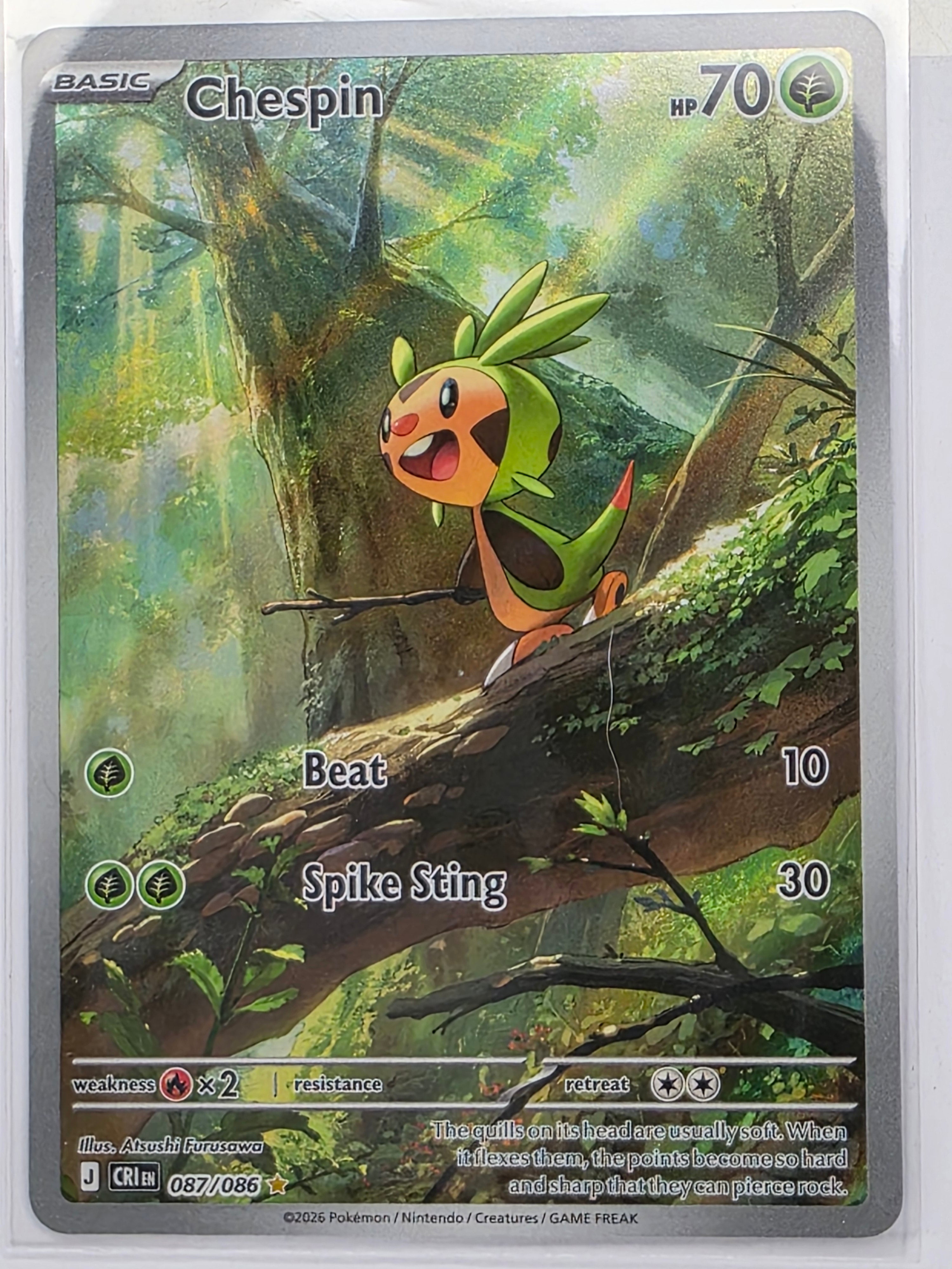 Pokemon TCG Chaos Rising | Chespin | #087/086 | Illustration Rare