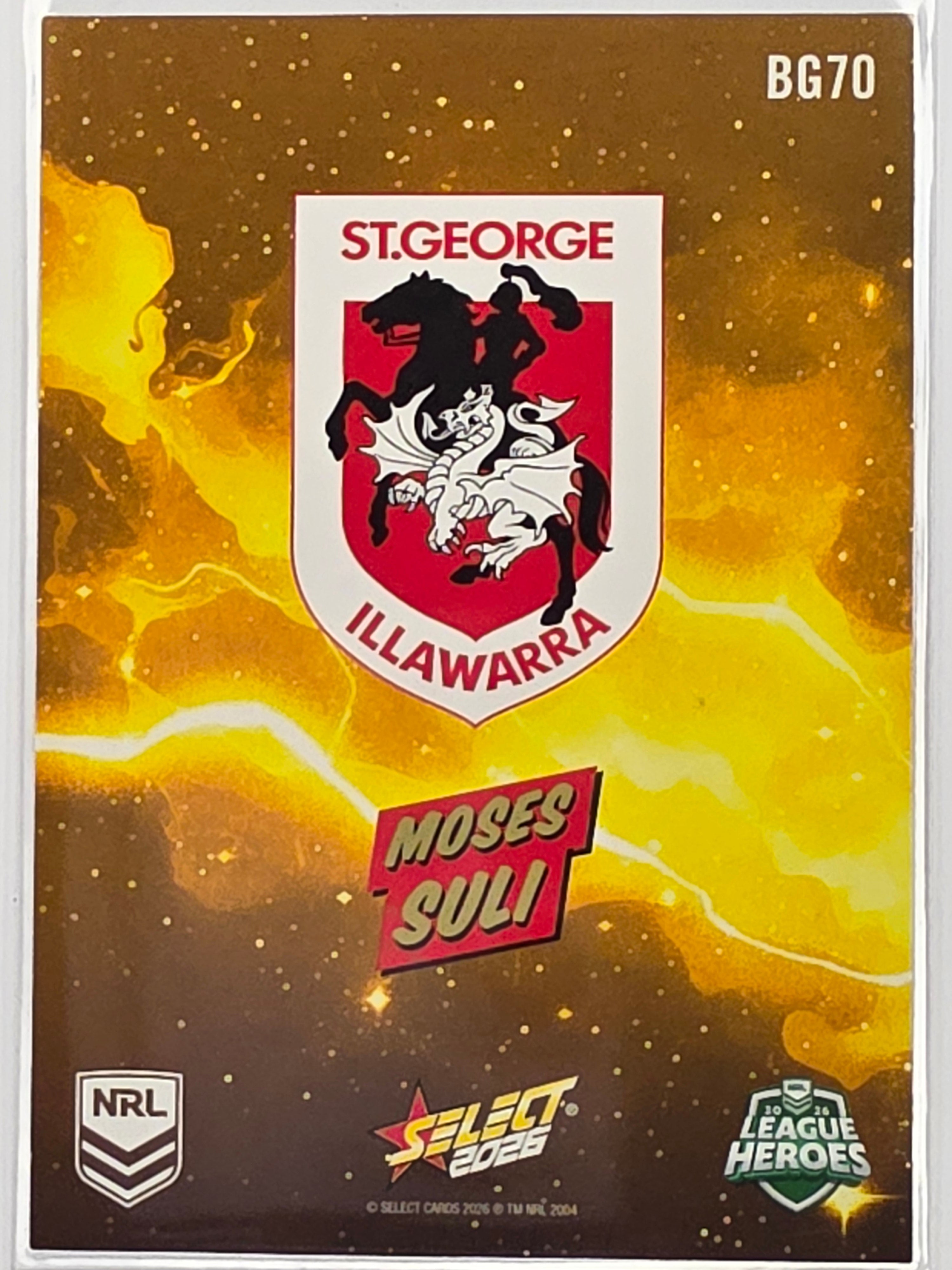 2026 Select NRL League Heroes | Bang GOLD | #BG70 | Moses Suli | Dragons