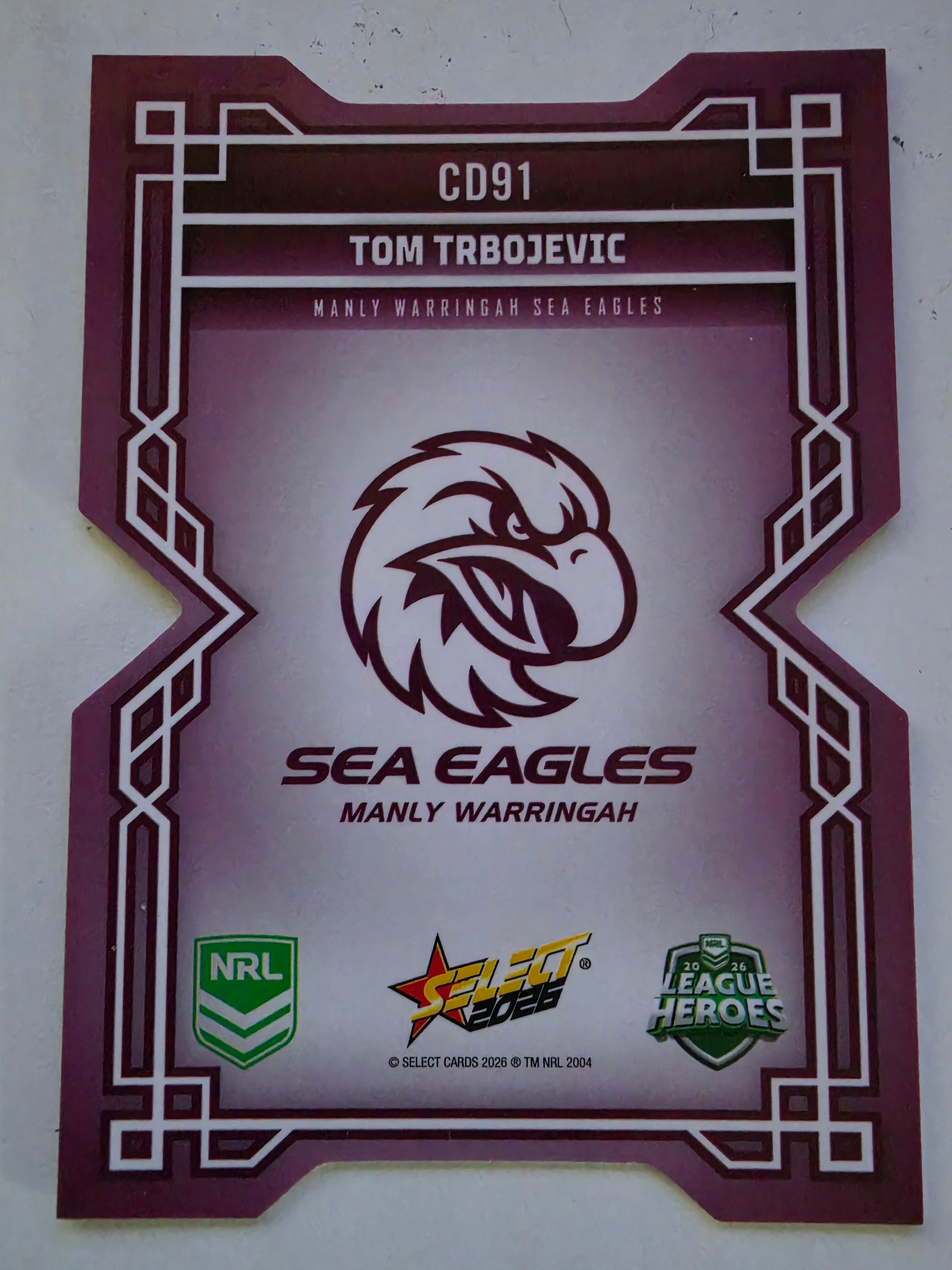 NRL 2026 League Heroes | Colours Diecut | #CD91 |Tom Trbojevic |Manly Sea Eagles
