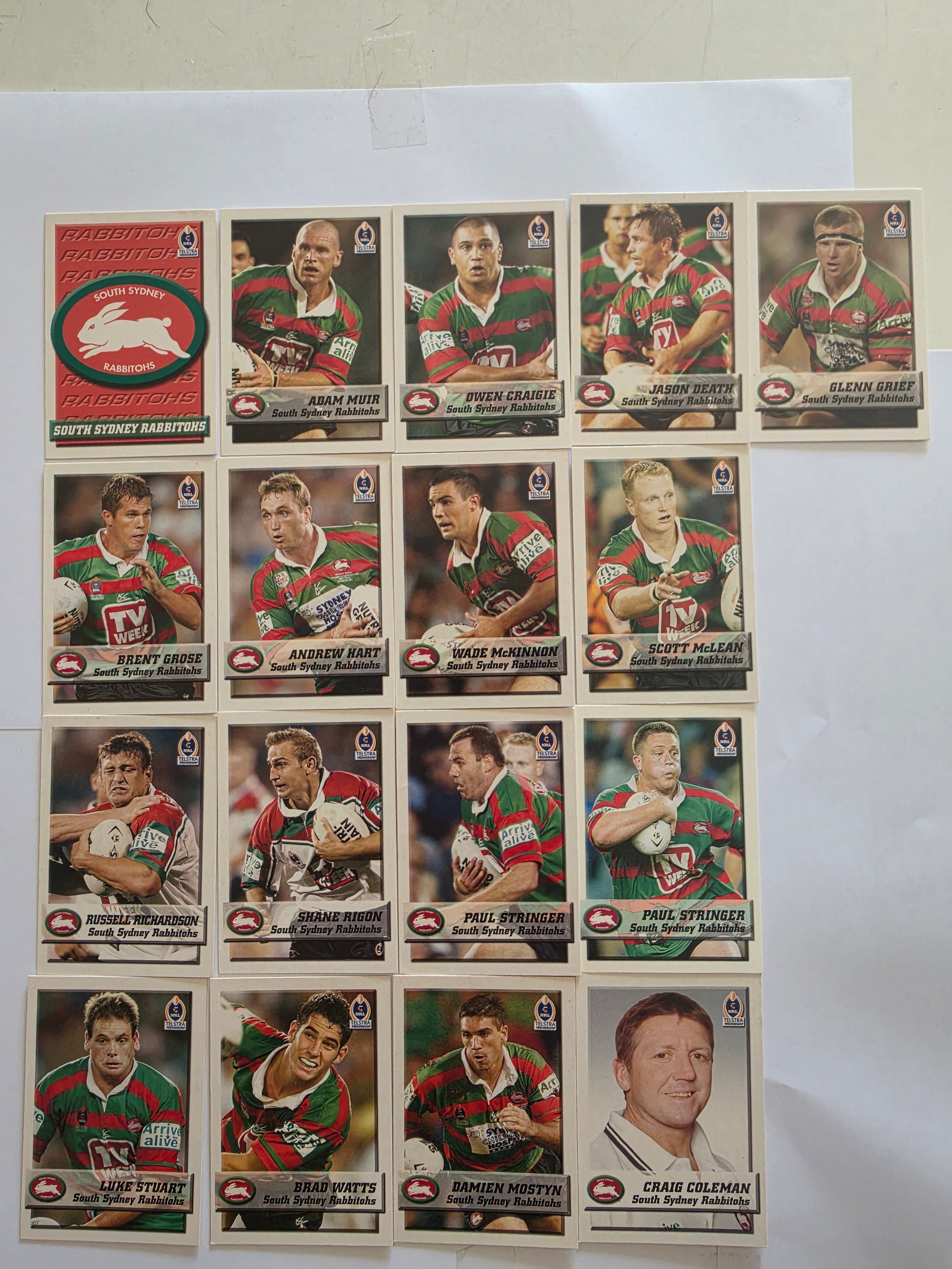 NRL 2002 Daily Telegraph | South Sydney Rabbitohs Base Team Set