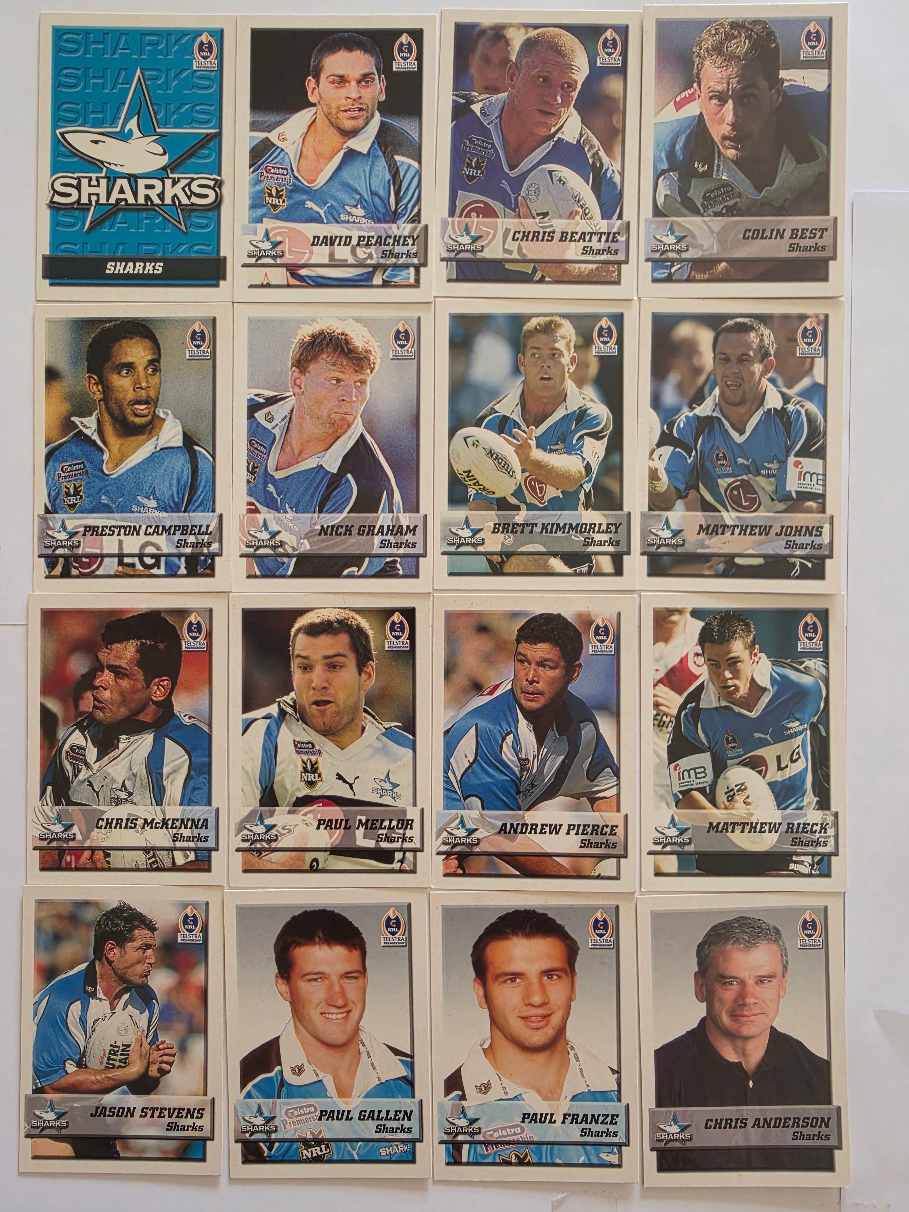 NRL 2002 Daily Telegraph | Cronulla Sutherland Sharks Base Team Set