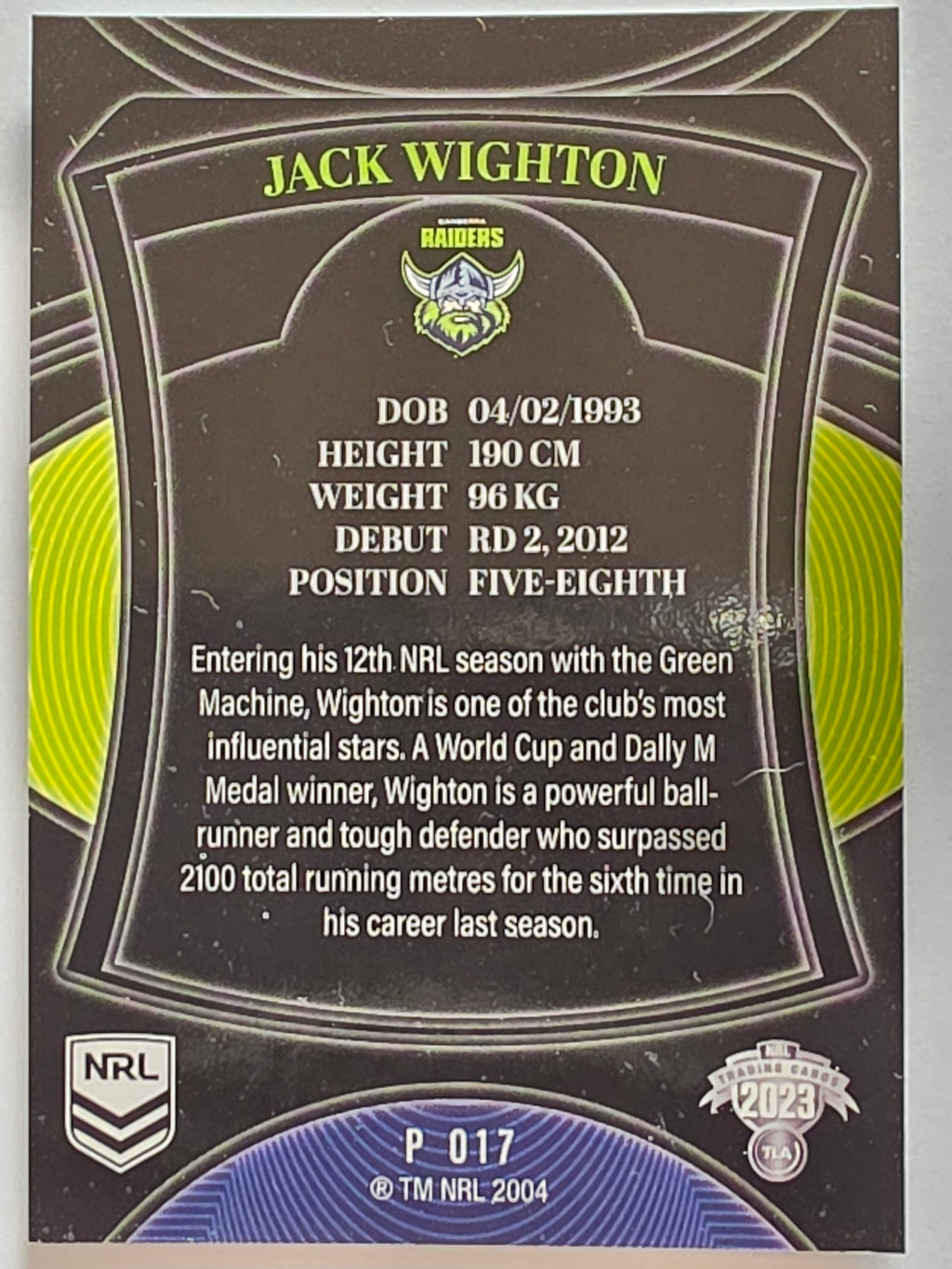 NRL 2023 Elite Pearl Special #017 Jack Wighton Canberra Raiders