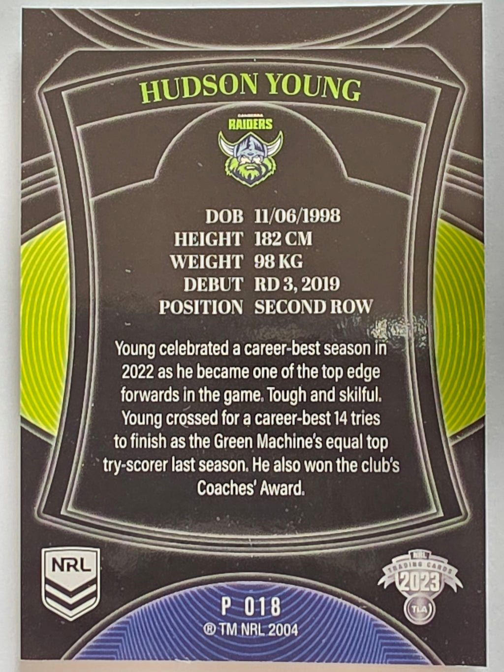 NRL 2023 Elite Pearl Special #018 Hudson Young Canberra Raiders