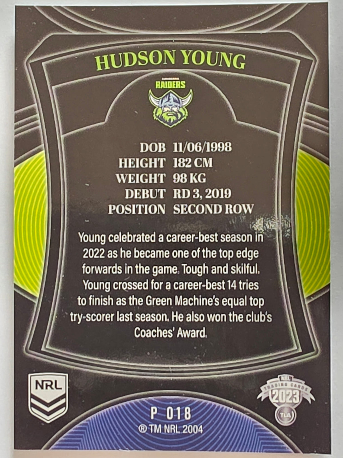 NRL 2023 Elite Pearl Special #018 Hudson Young Canberra Raiders