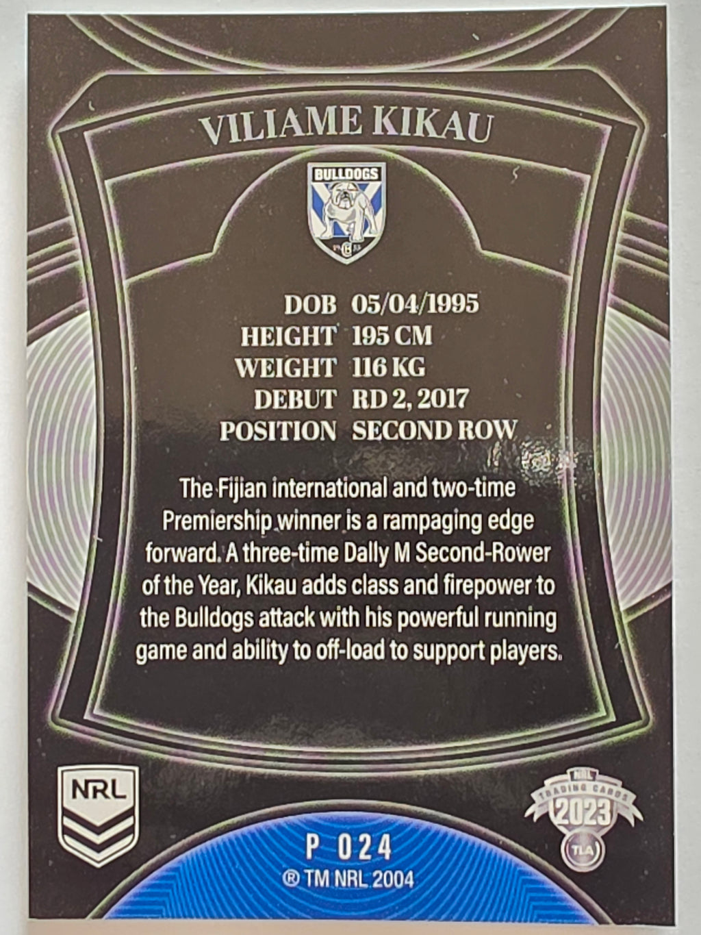NRL 2023 Elite Pearl Special #024 Viliame Kikau Canterbury Bankstown Bulldogs