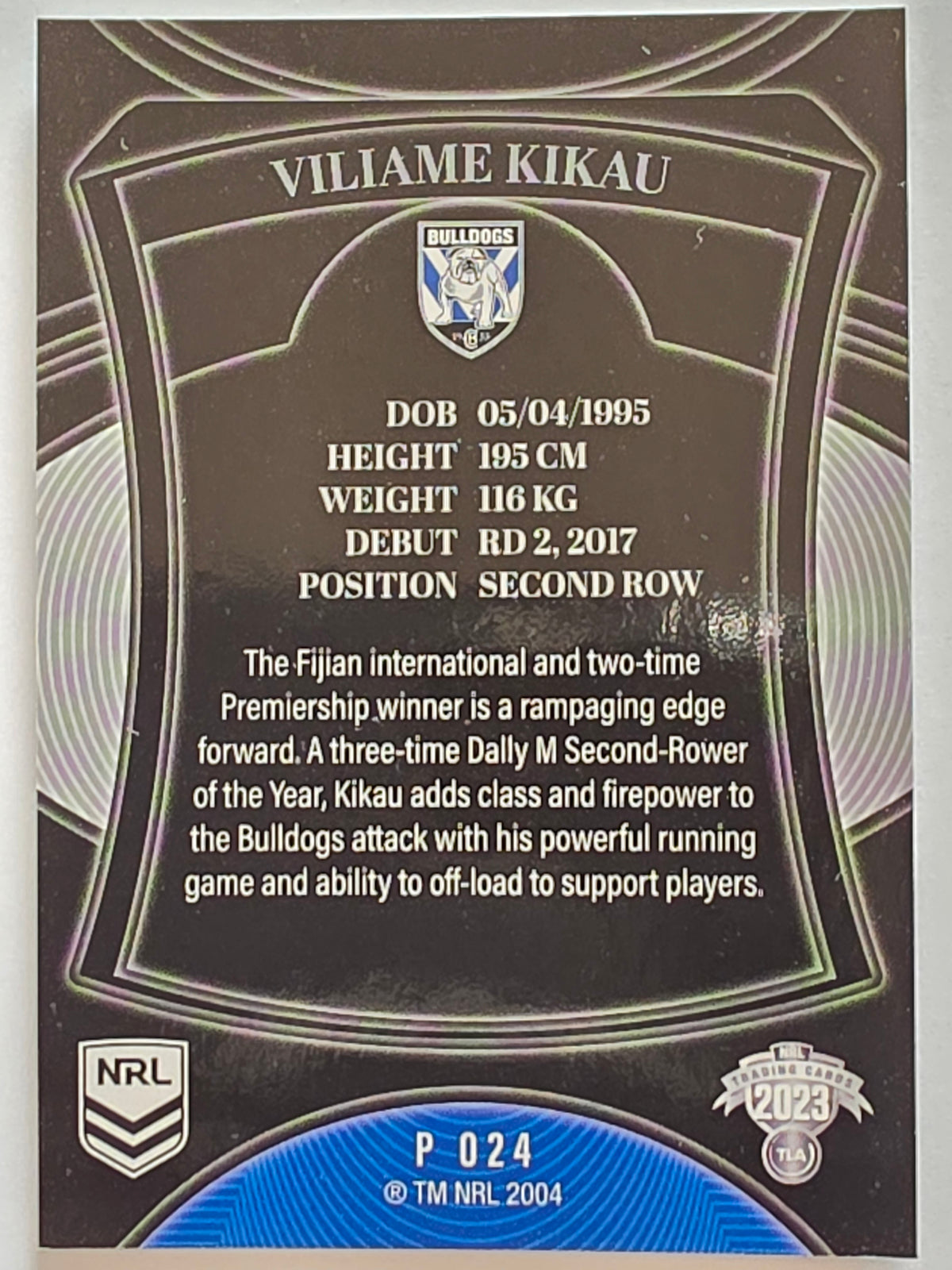 NRL 2023 Elite Pearl Special #024 Viliame Kikau Canterbury Bankstown Bulldogs