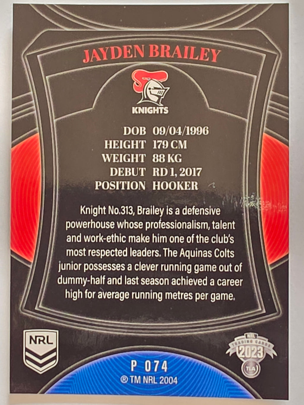 NRL 2023 Elite Pearl Special #074 Jayden Brailey Newcastle Knights