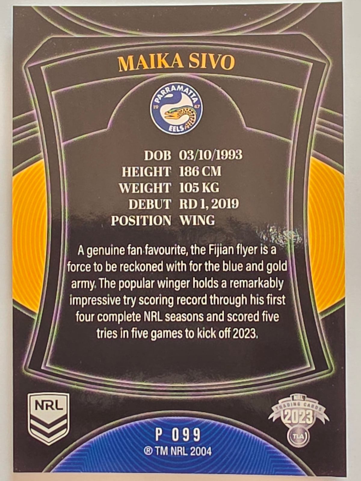 NRL 2023 Elite Pearl Special #099 Maika Sivo Parramatta Eels