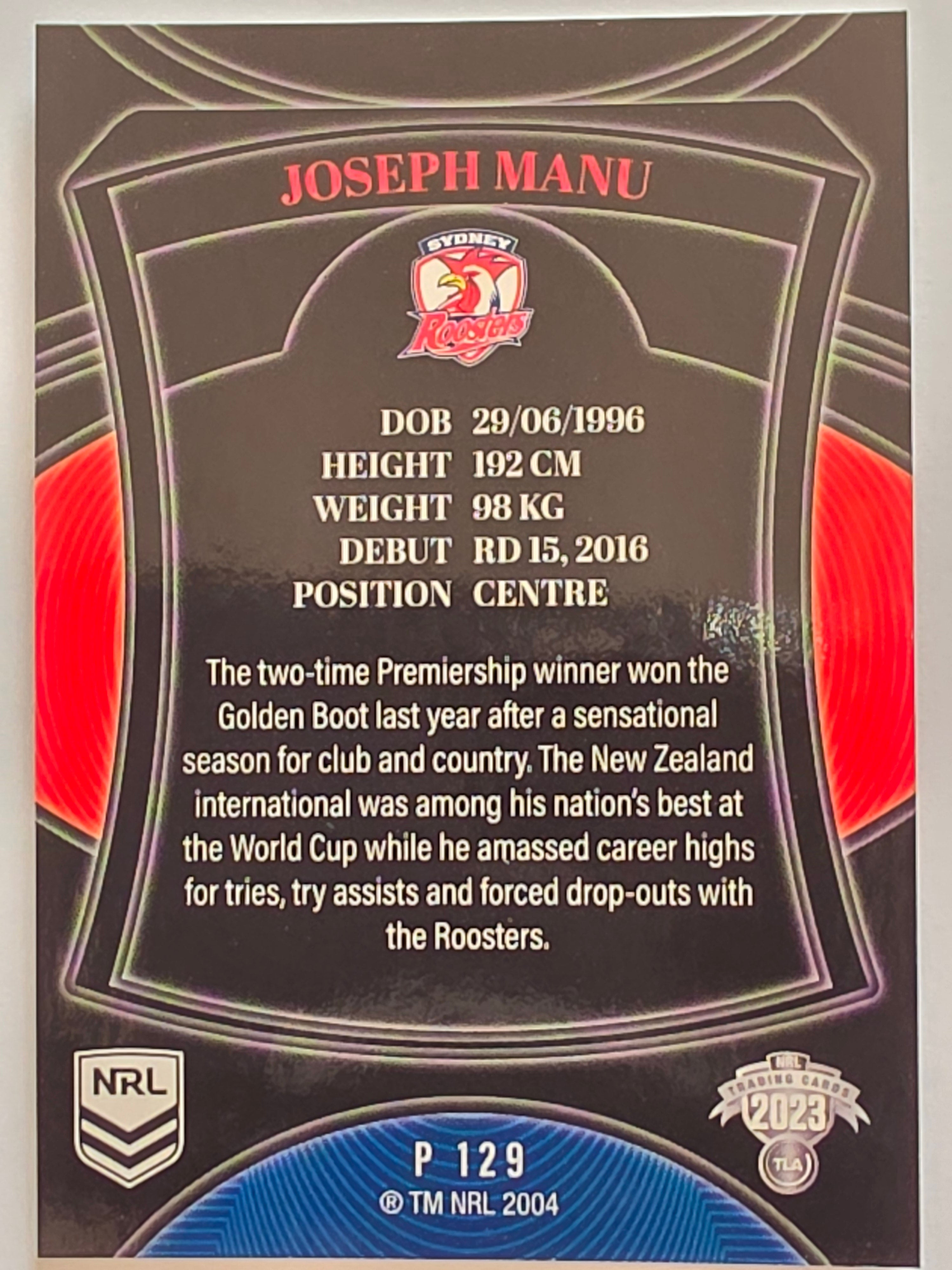NRL 2023 Elite Pearl Special #129 Joseph Manu Sydney Roosters