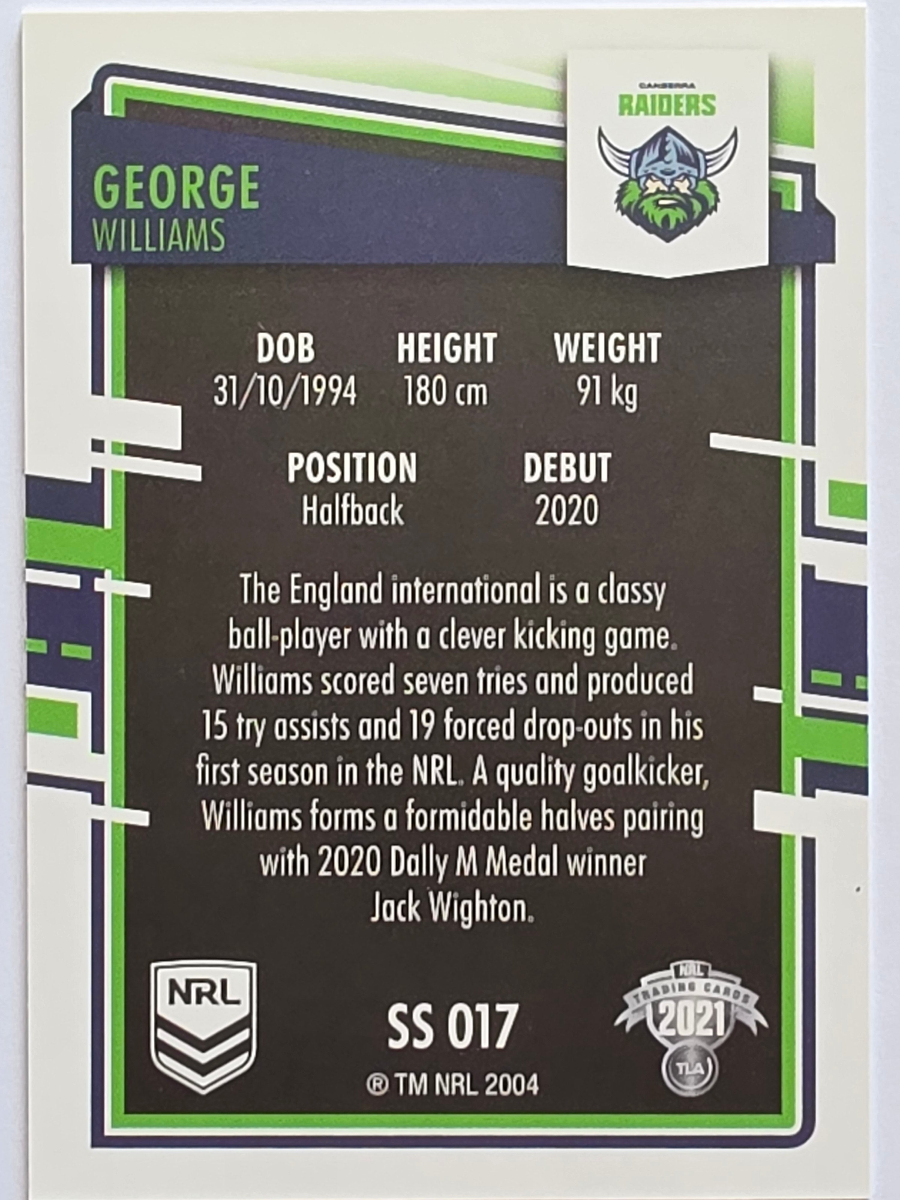 NRL 2021 Elite Pearl Special #017 George Williams Canberra Raiders