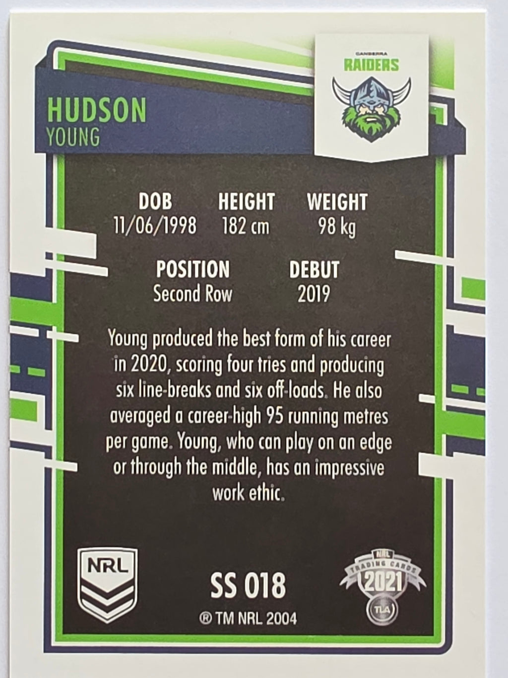 NRL 2021 Elite Pearl Special #018 Hudson Young Canberra Raiders