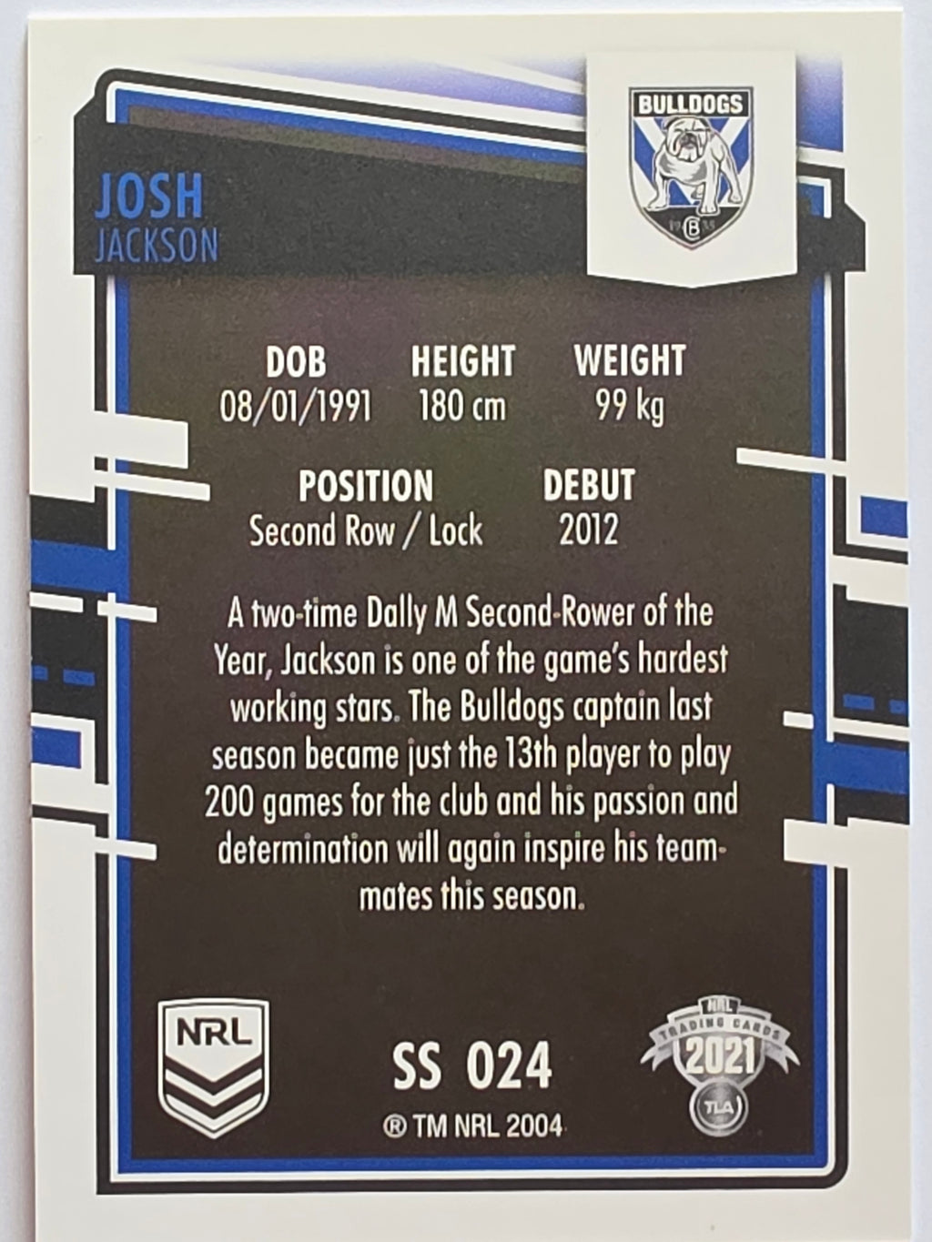 NRL 2021 Elite Pearl Special #024 Josh Jackson Canterbury Bankstown Bulldogs